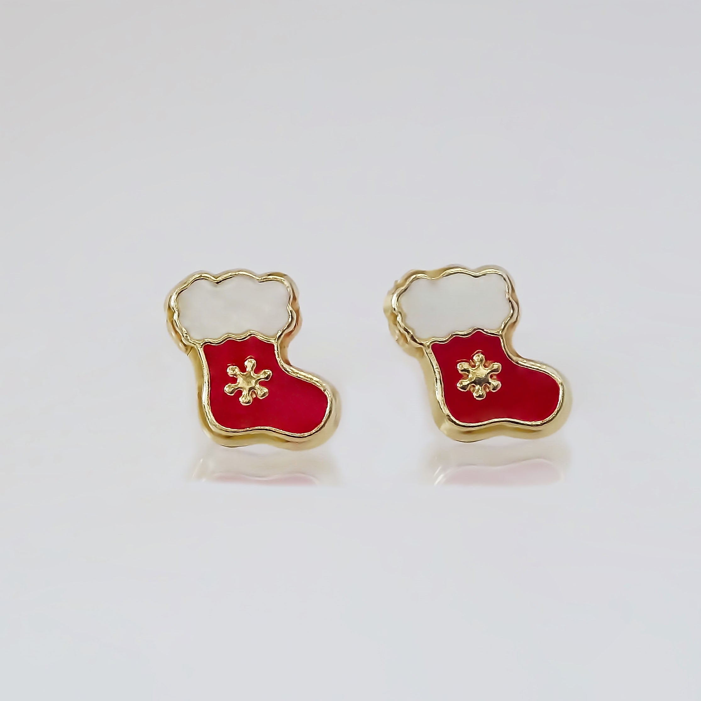 Amor Eterno - Broqueles Botita Navideña / Aretes / Oro 10k