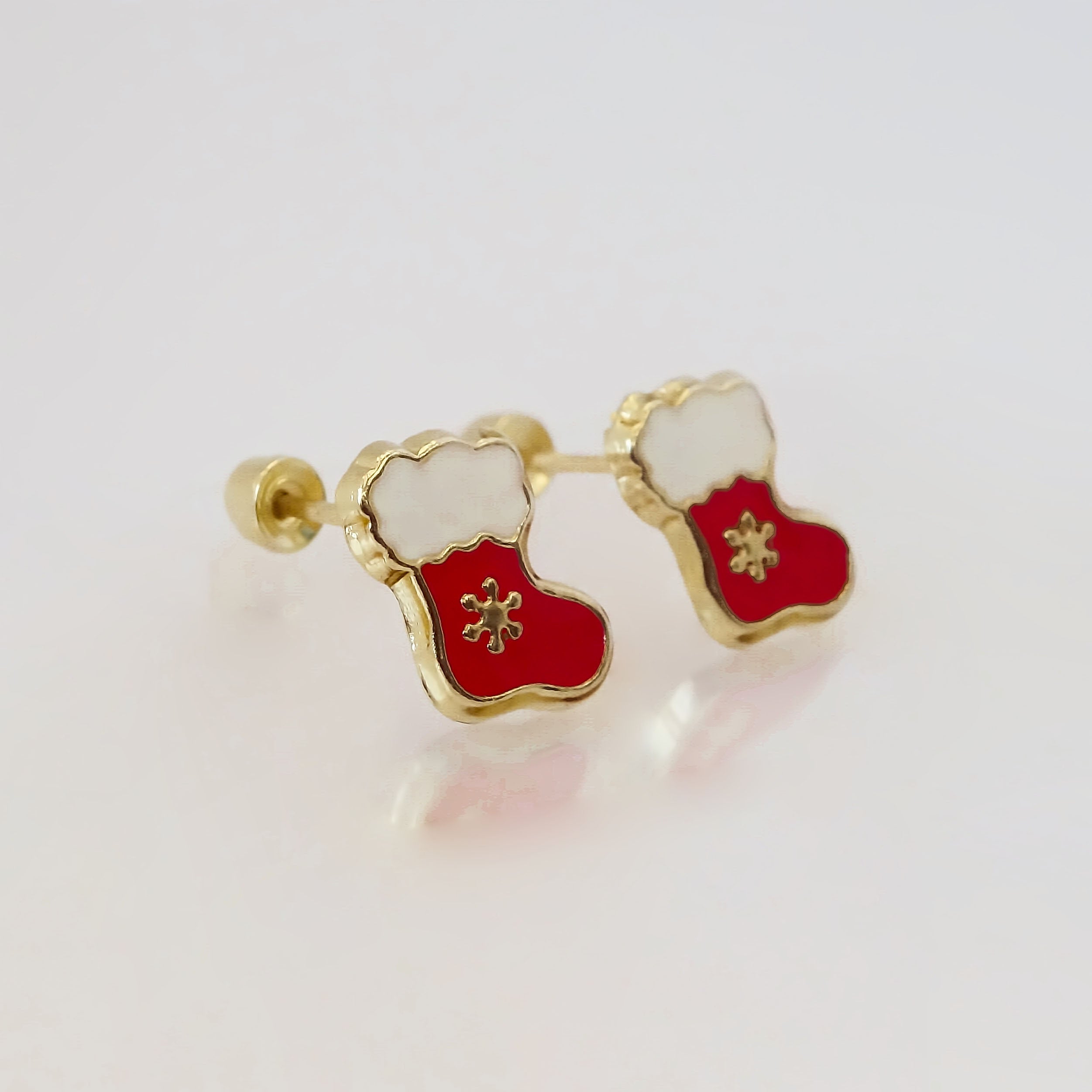 Amor Eterno - Broqueles Botita Navideña / Aretes / Oro 10k