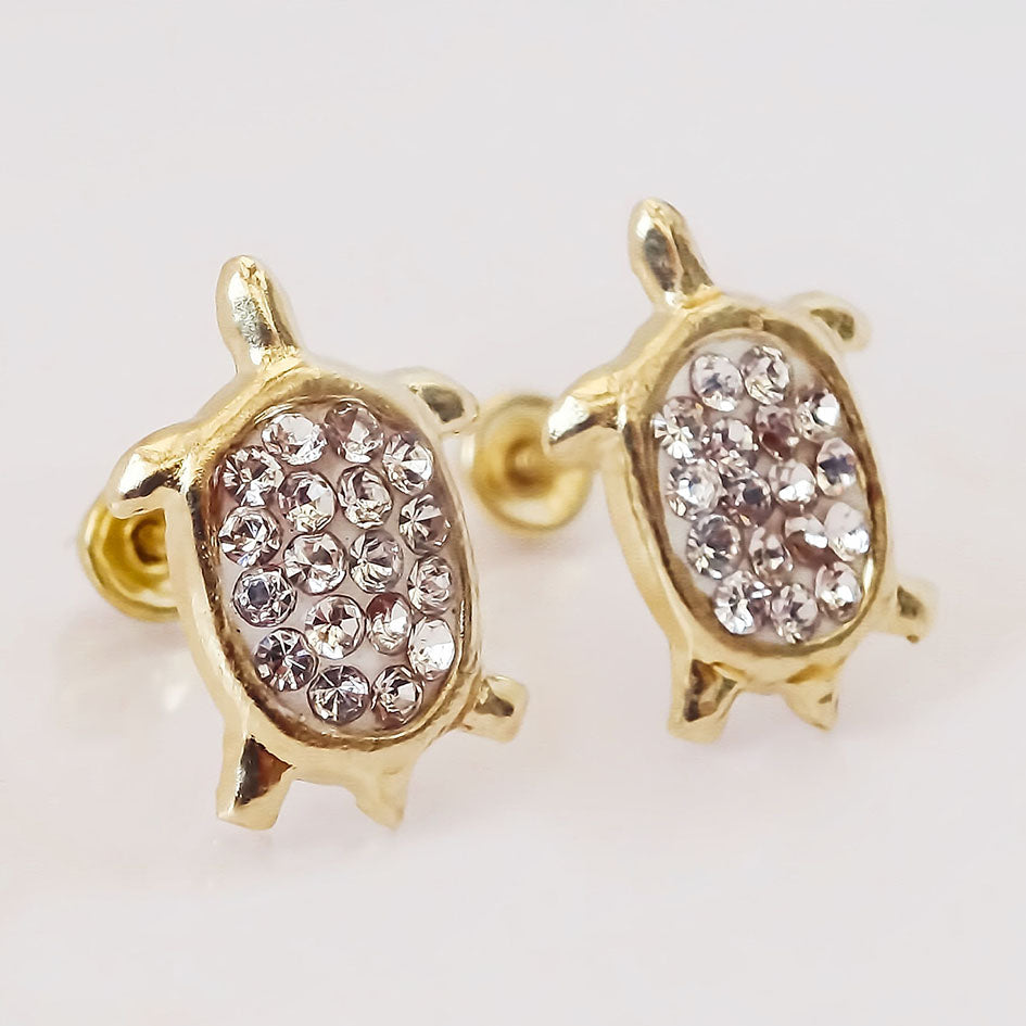 Amor Eterno - Broqueles Aretes / Tortuga Diamantes / Oro 10k