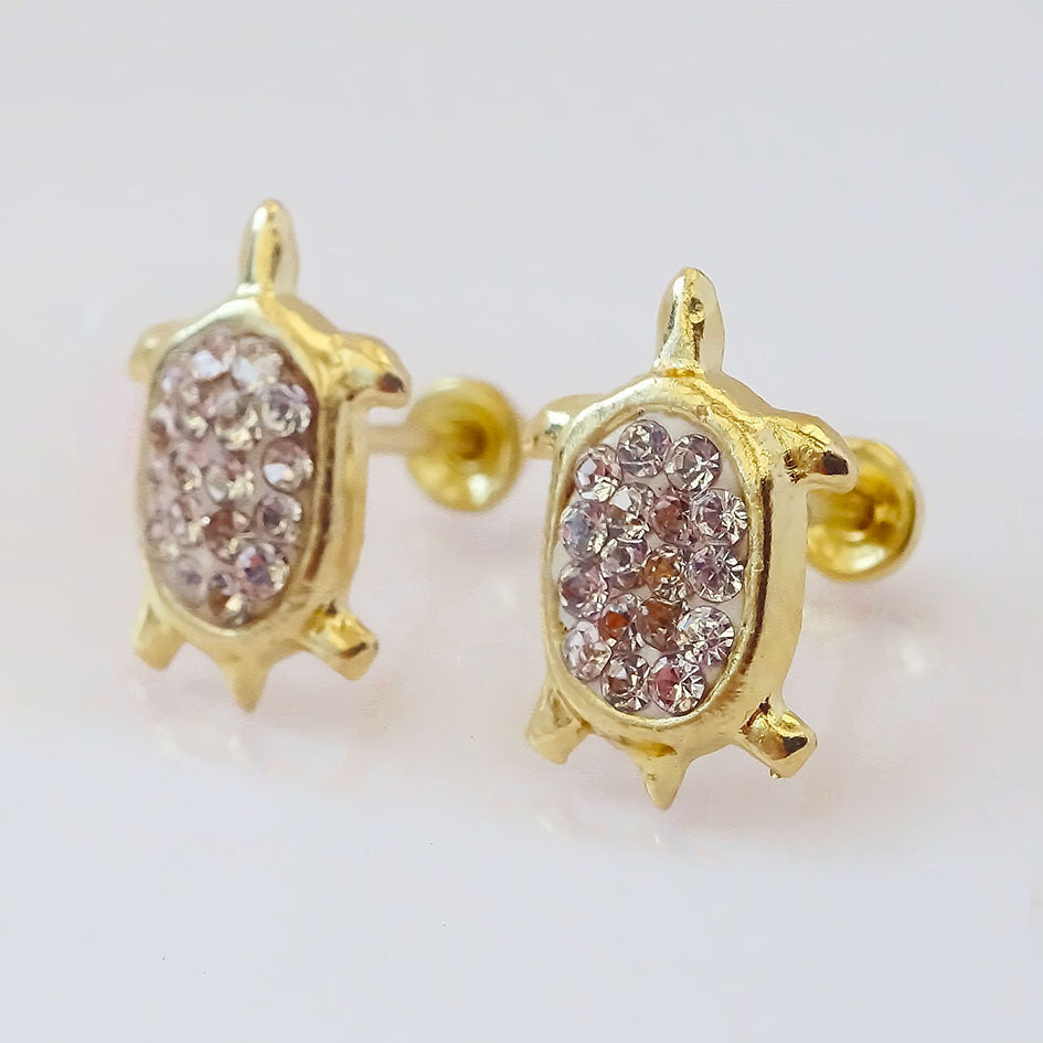 Amor Eterno - Broqueles Aretes / Tortuga Diamantes / Oro 10k