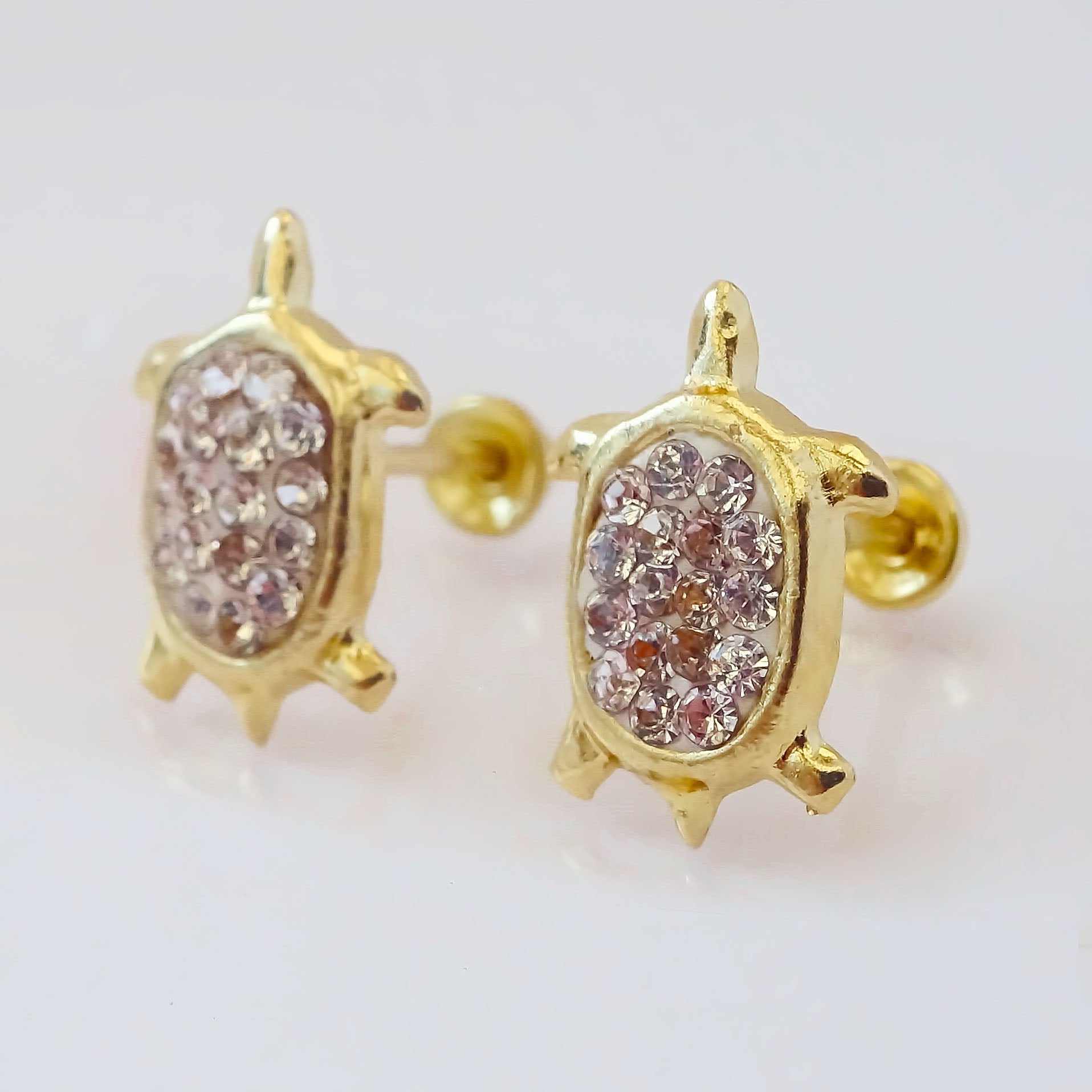 Amor Eterno - Broqueles Aretes / Tortuga Diamantes / Oro 10k