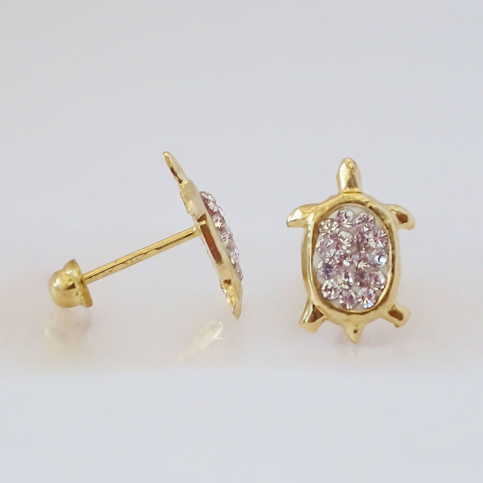 Amor Eterno - Broqueles Aretes / Tortuga Diamantes / Oro 10k
