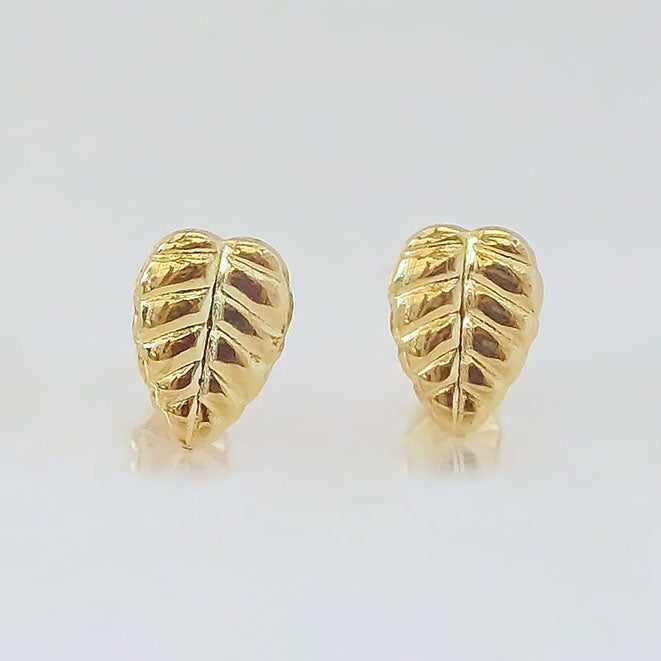 Amor Eterno - Broqueles Hoja / Aretes Oro 10k