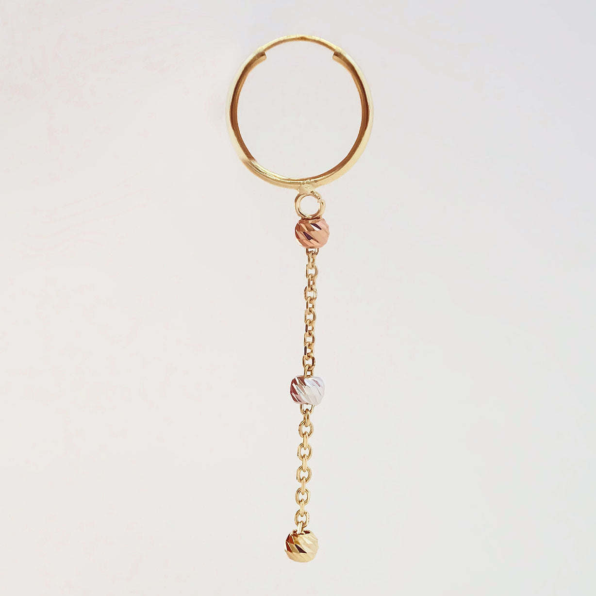 Amor Eterno - Arracadas Colgantes 3 Oros / Aretes 10k