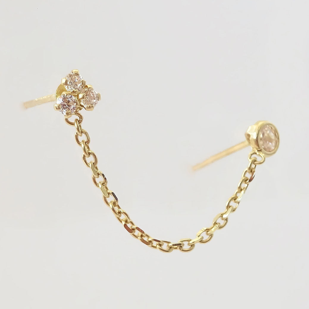 Amor Eterno- Piercing Trébol / Doble Perforación/ Oro 10k