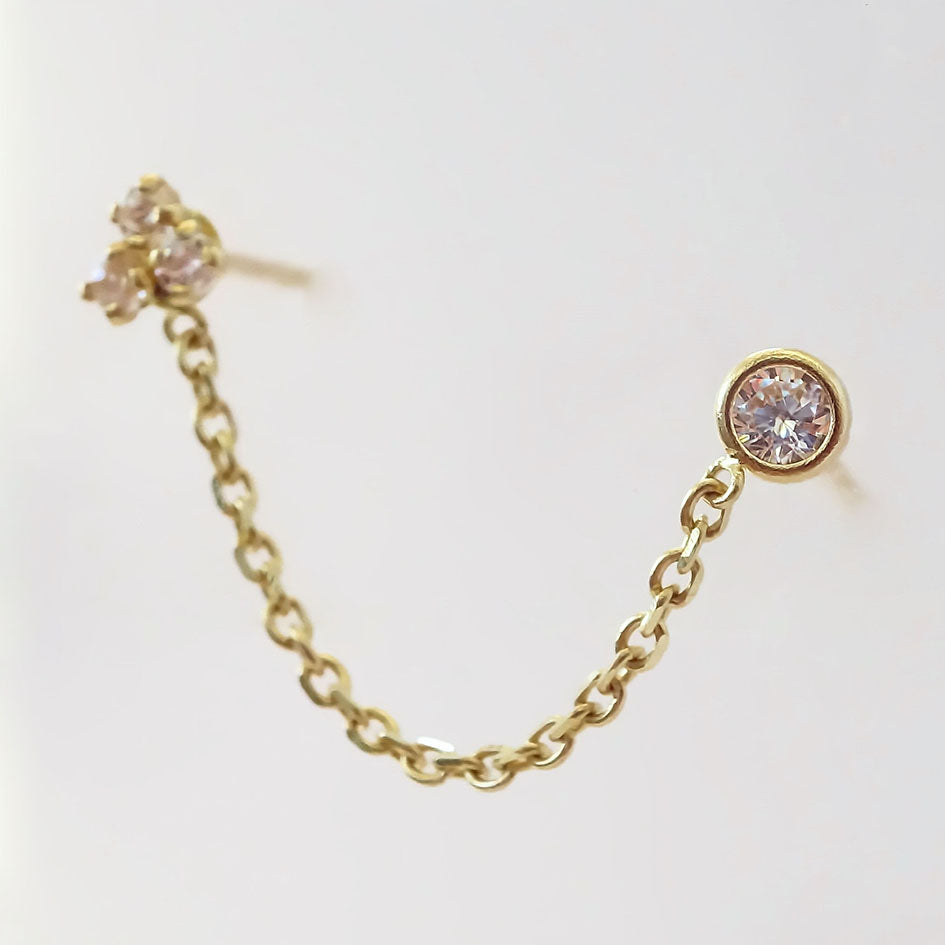 Amor Eterno- Piercing Trébol / Doble Perforación/ Oro 10k