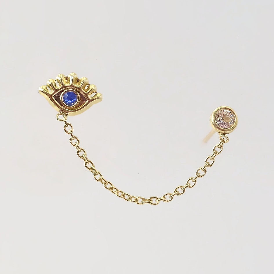 Amor Eterno- Piercing Ojo Bisel / Doble Perforación/oro 10k