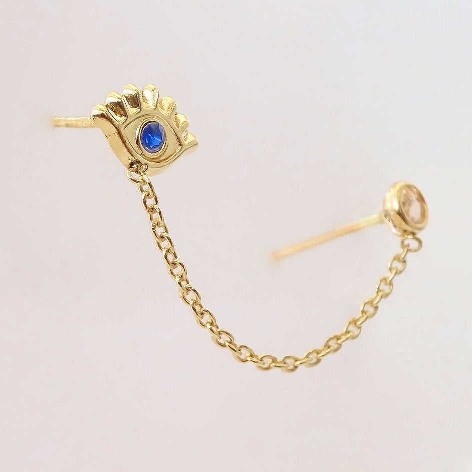 Amor Eterno- Piercing Ojo Bisel / Doble Perforación/oro 10k