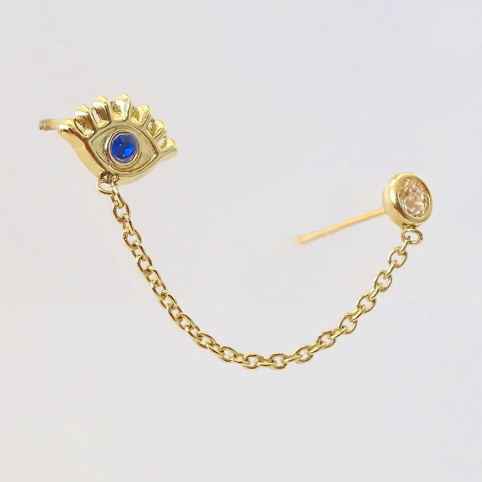 Amor Eterno- Piercing Ojo Bisel / Doble Perforación/oro 10k