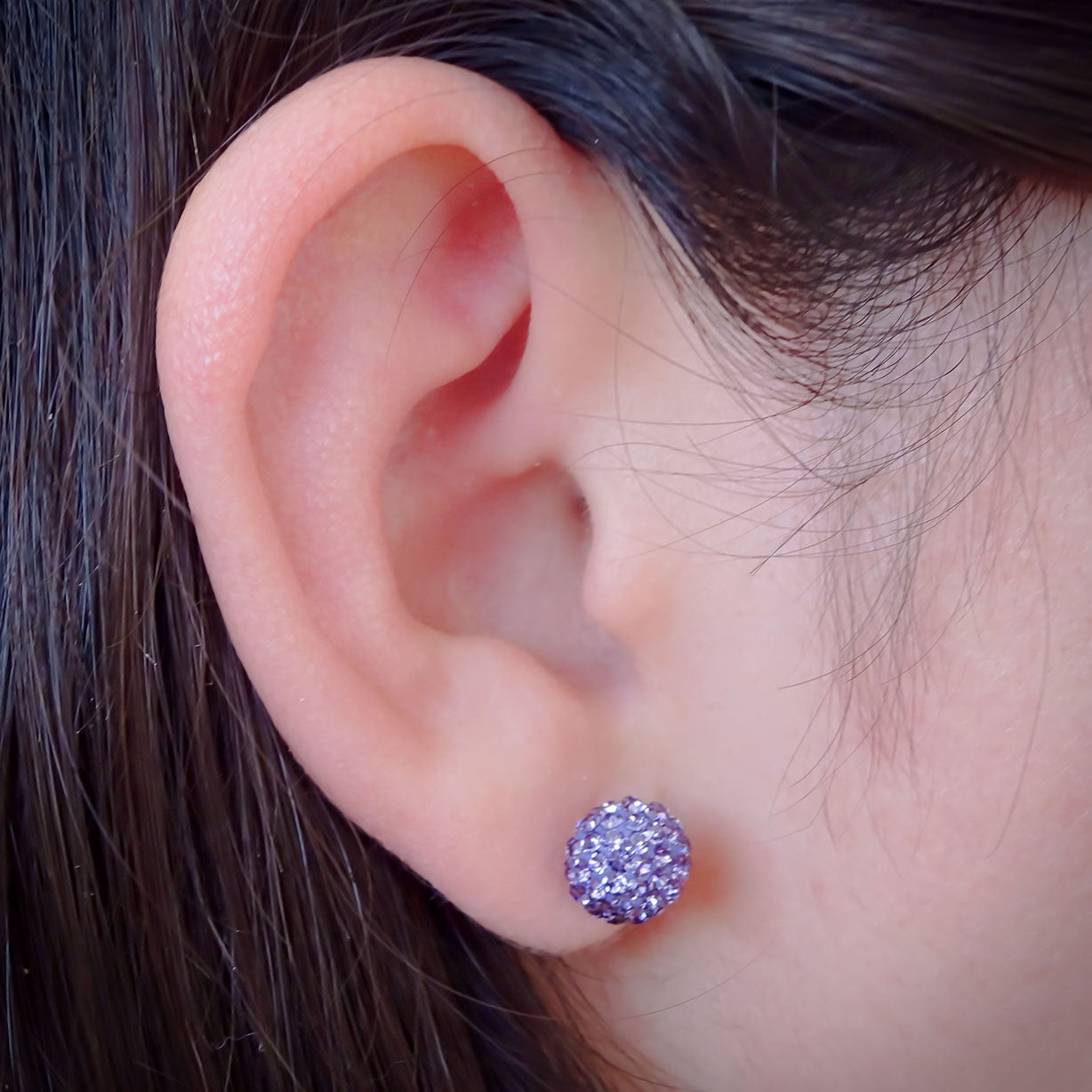 Amor Eterno - Broqueles Esferas Grandes / Aretes / Oro 10k / Morado