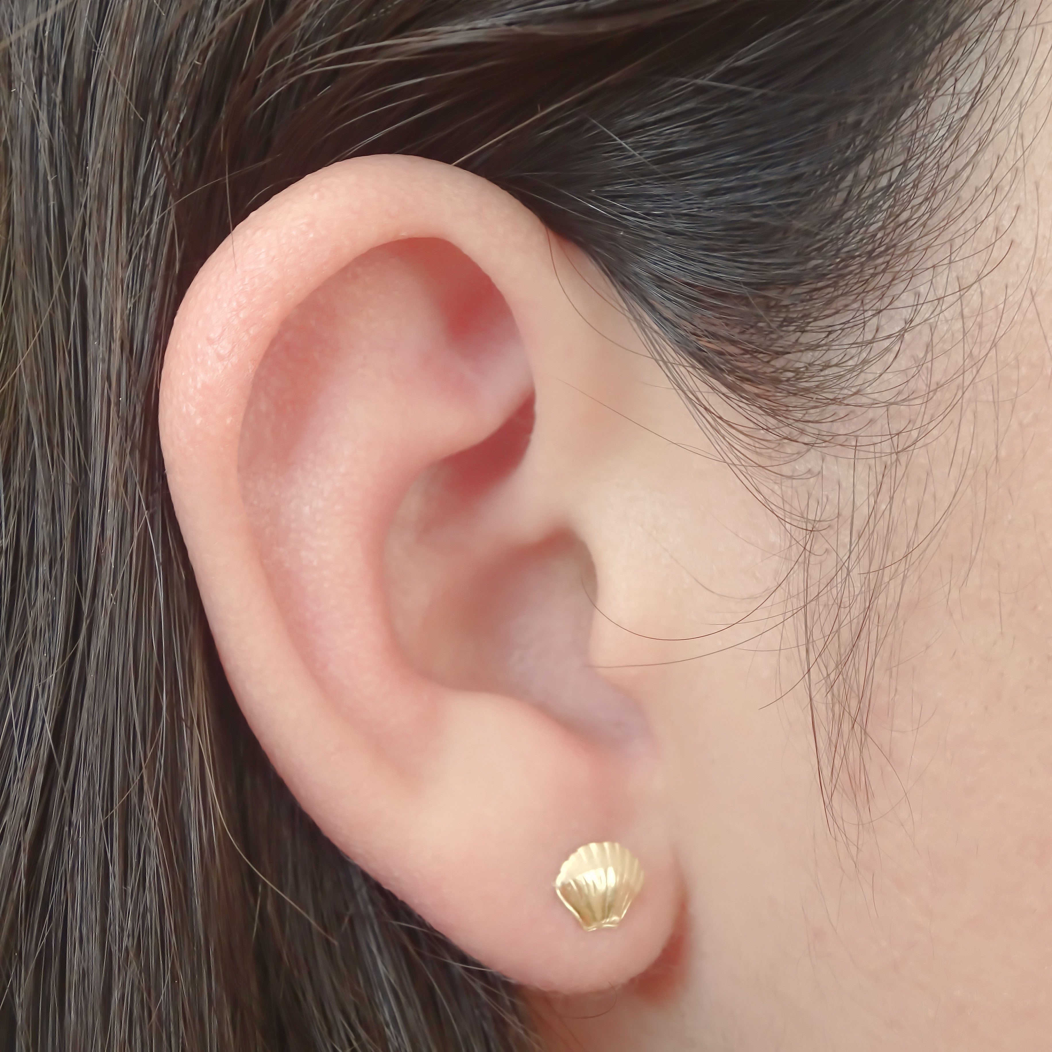 Amor Eterno - Broqueles Concha De Mar /Aretes Oro 10k