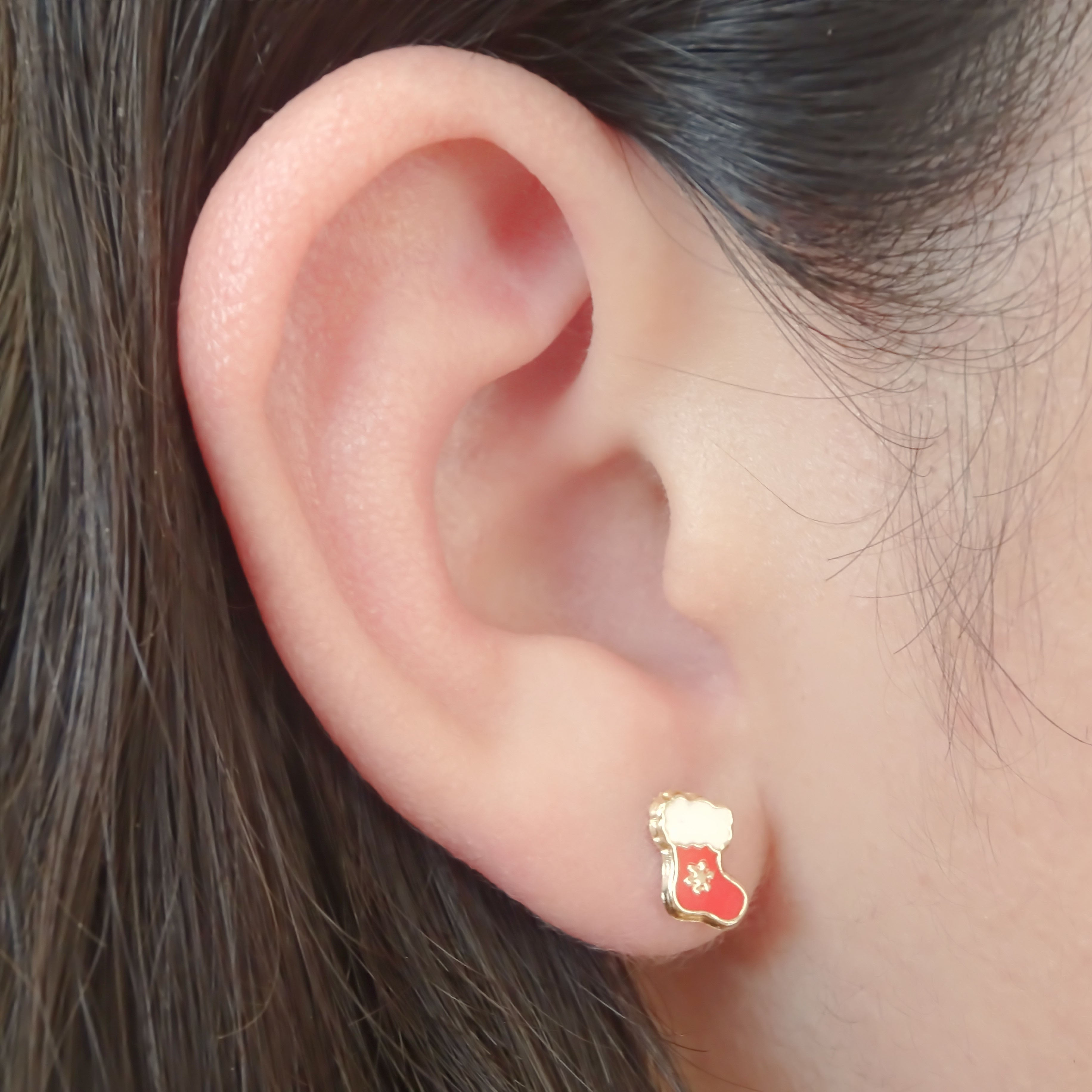 Amor Eterno - Broqueles Botita Navideña / Aretes / Oro 10k