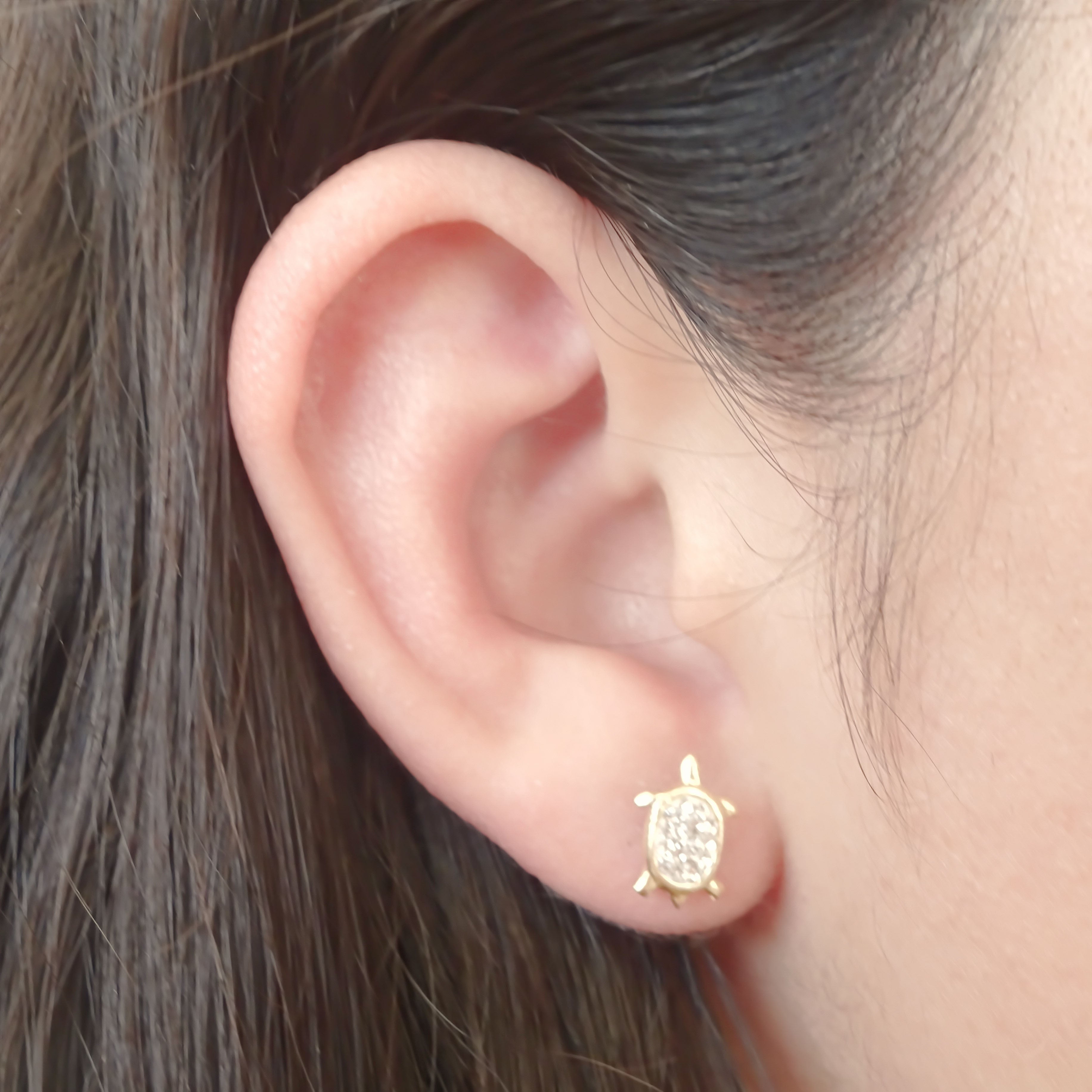 Amor Eterno - Broqueles Aretes / Tortuga Diamantes / Oro 10k