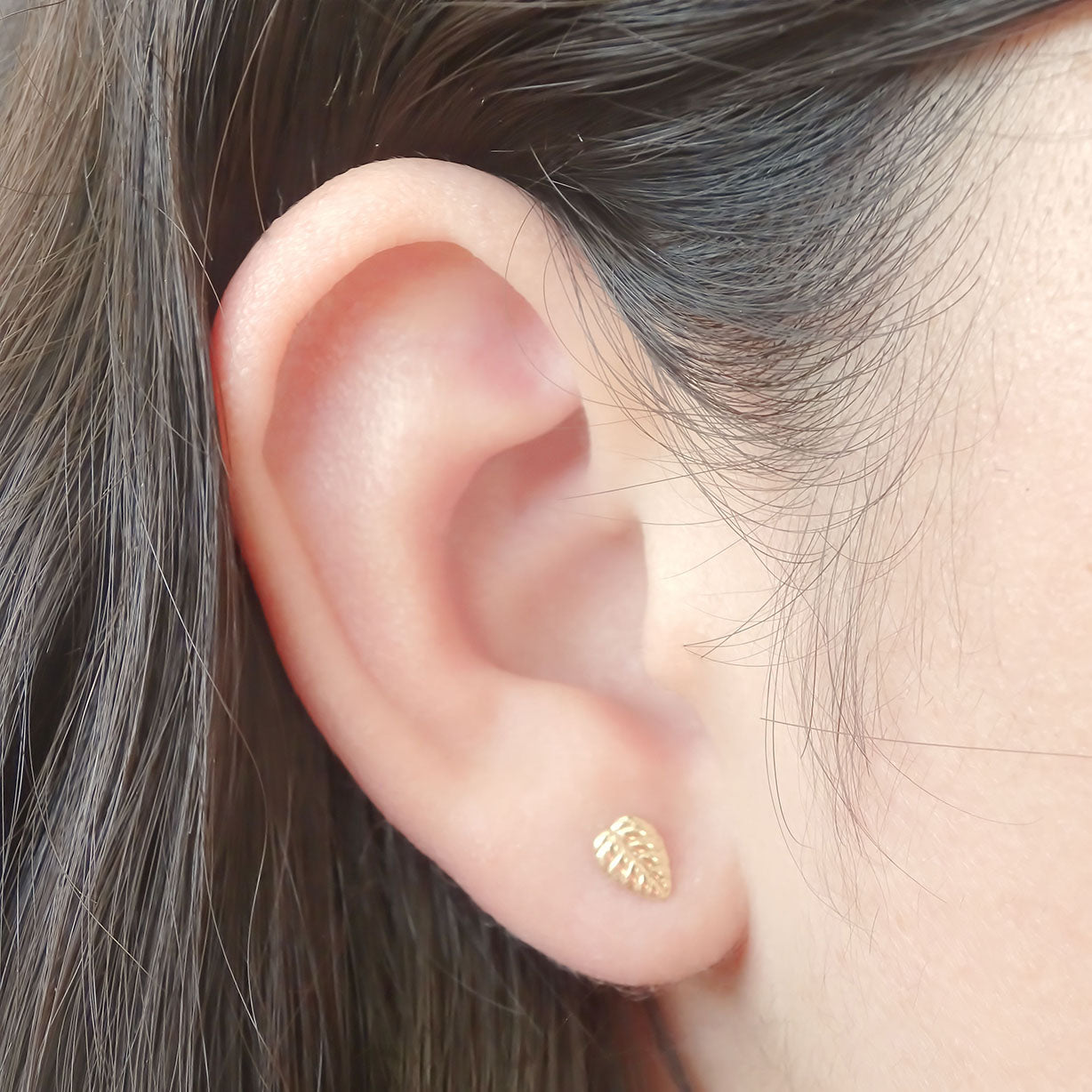 Amor Eterno - Broqueles Hoja / Aretes Oro 10k