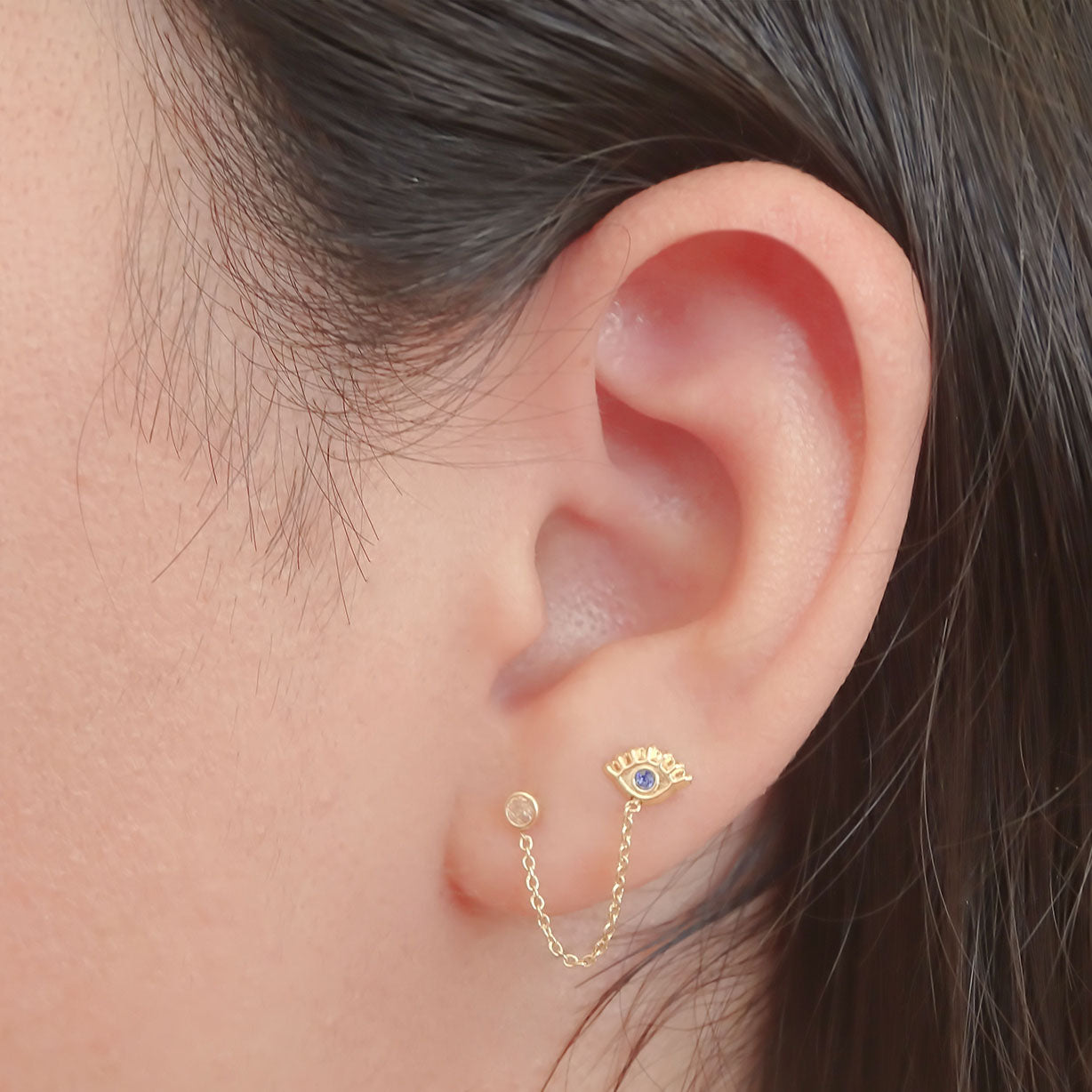 Amor Eterno- Piercing Ojo Bisel / Doble Perforación/oro 10k