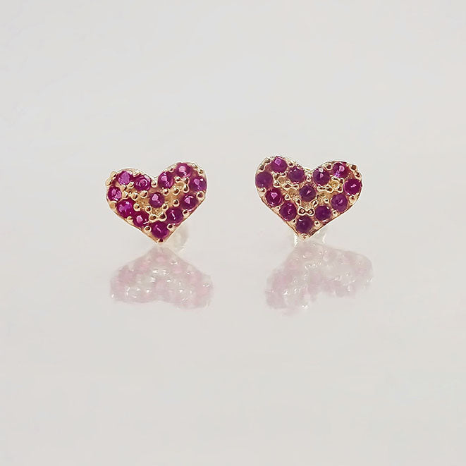Amor Eterno - Broqueles Corazón Bombón / Oro Sólido 10k / Rojo