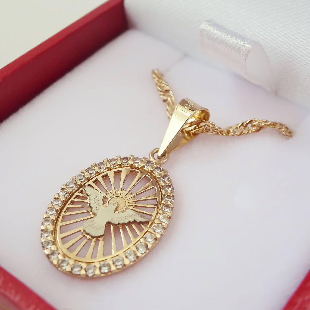 Amor Eterno - Dije Medalla Espiritu Santo Destello 10k