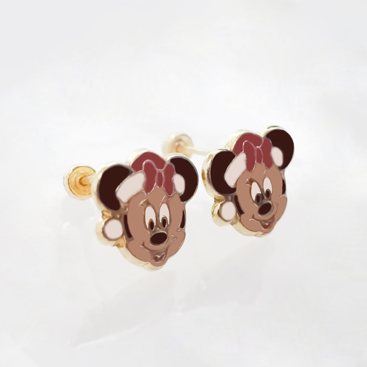 Amor Eterno - Broqueles / Mickey Minnie Navideño Oro 10k / Minnie