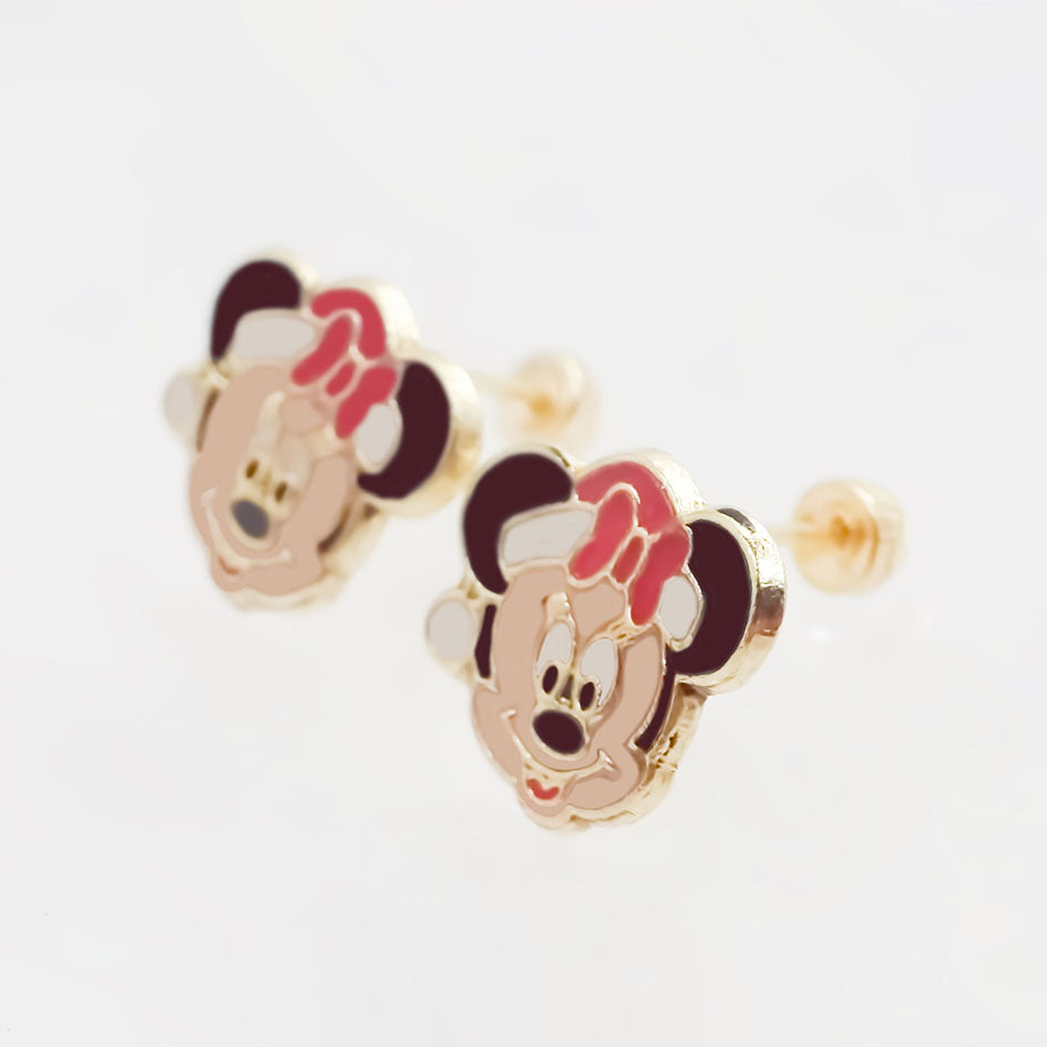 Amor Eterno - Broqueles / Mickey Minnie Navideño Oro 10k / Minnie