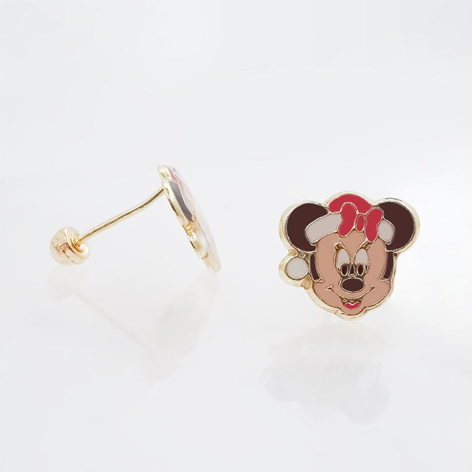 Amor Eterno - Broqueles / Mickey Minnie Navideño Oro 10k / Minnie