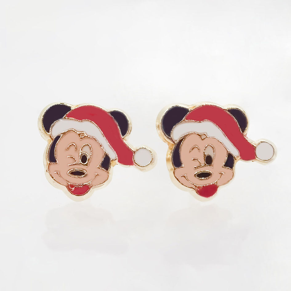 Amor Eterno - Broqueles / Mickey Minnie Navideño Oro 10k / Mickey