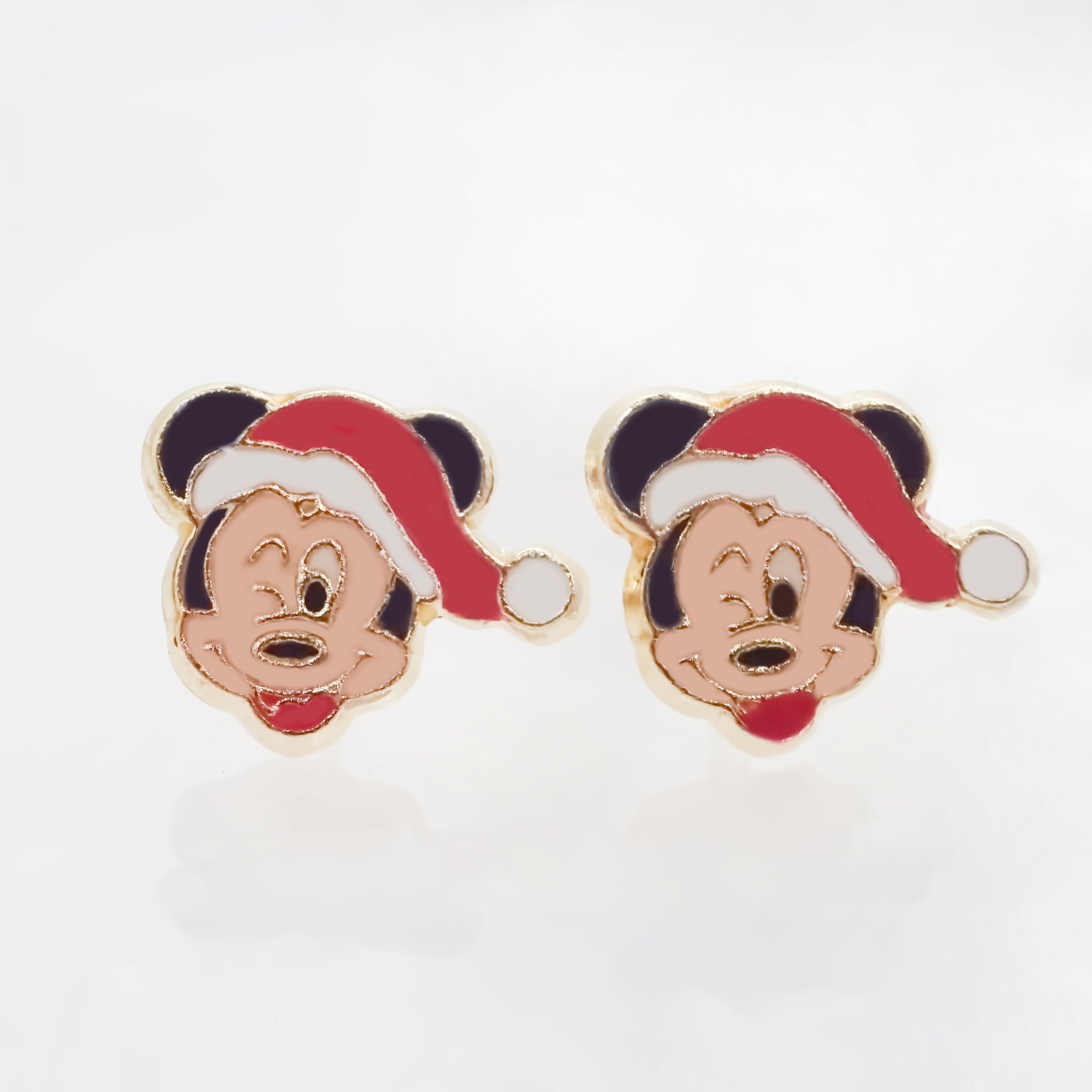 Amor Eterno - Broqueles / Mickey Minnie Navideño Oro 10k / Mickey