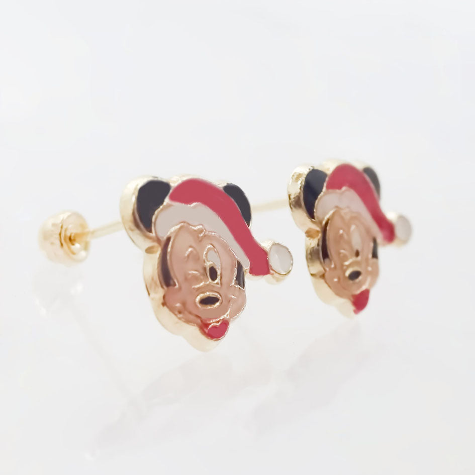 Amor Eterno - Broqueles / Mickey Minnie Navideño Oro 10k / Mickey