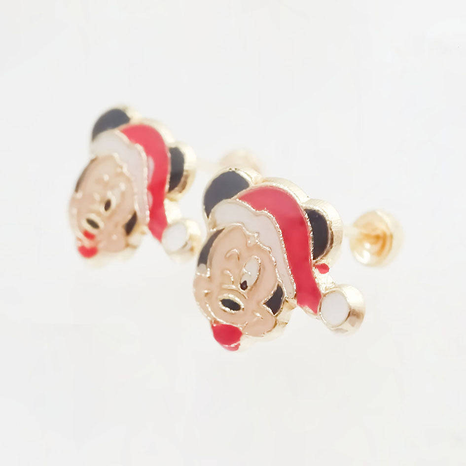 Amor Eterno - Broqueles / Mickey Minnie Navideño Oro 10k / Mickey