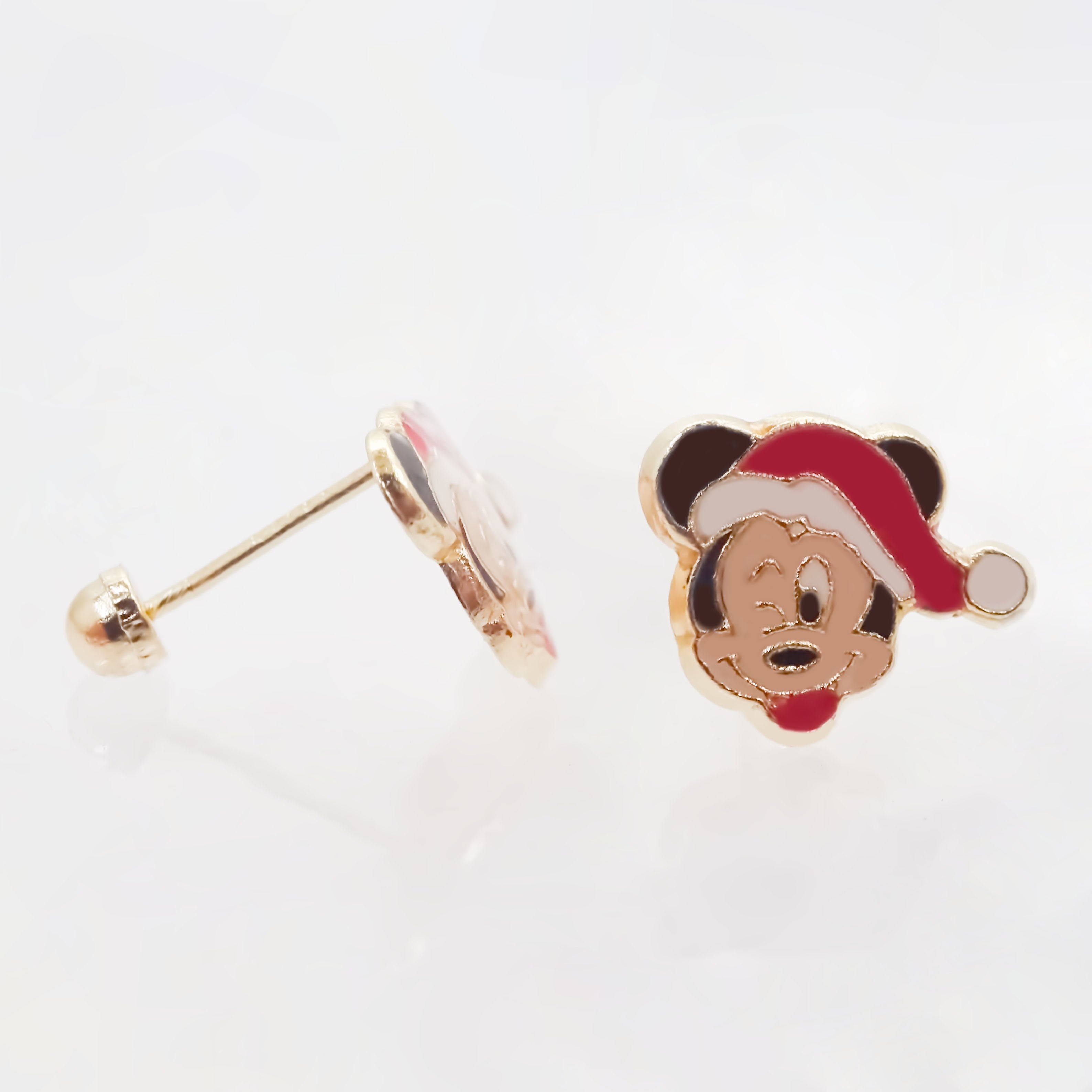Amor Eterno - Broqueles / Mickey Minnie Navideño Oro 10k / Mickey