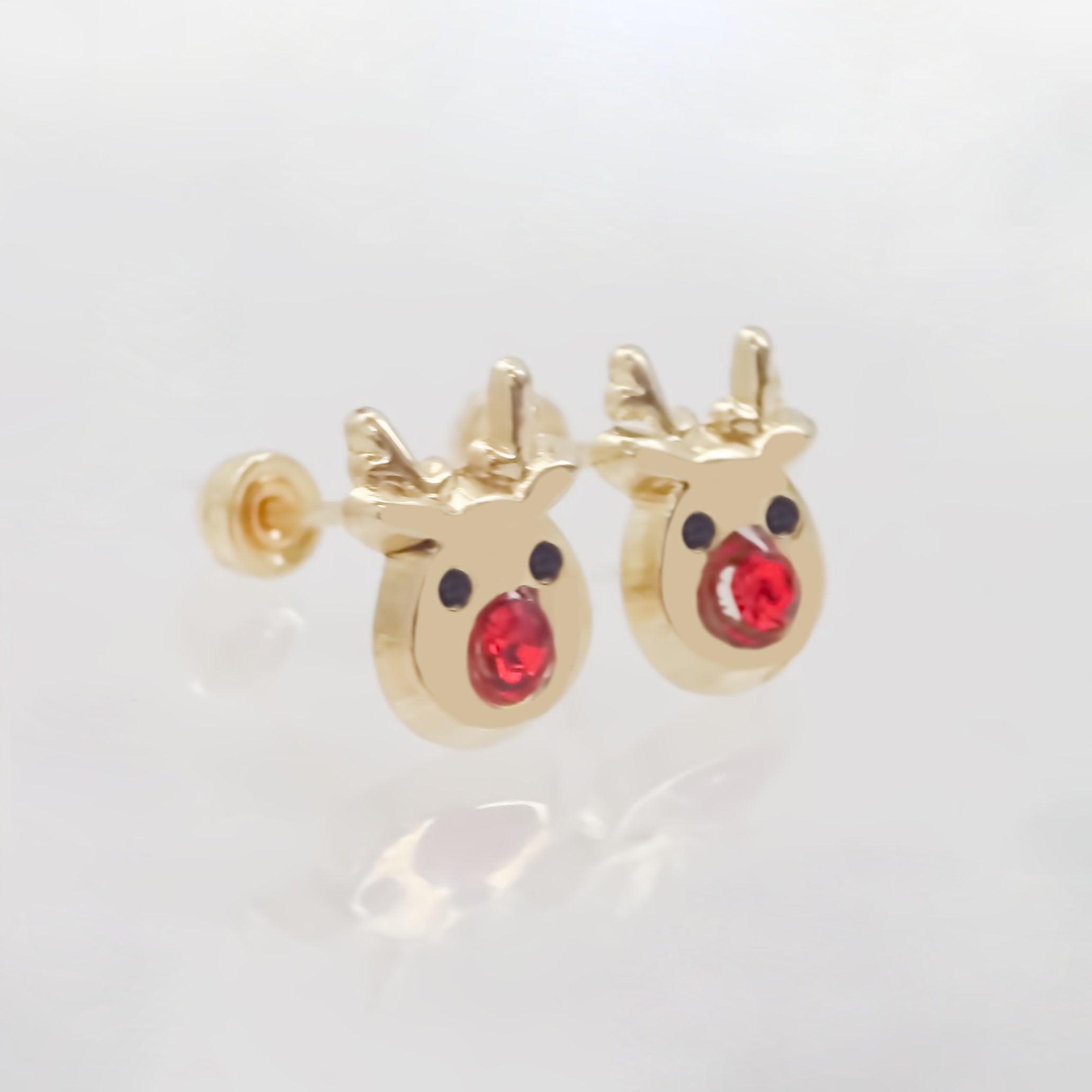 Amor Eterno - Broqueles / Reno Rodolfo Navideño / Oro 10k