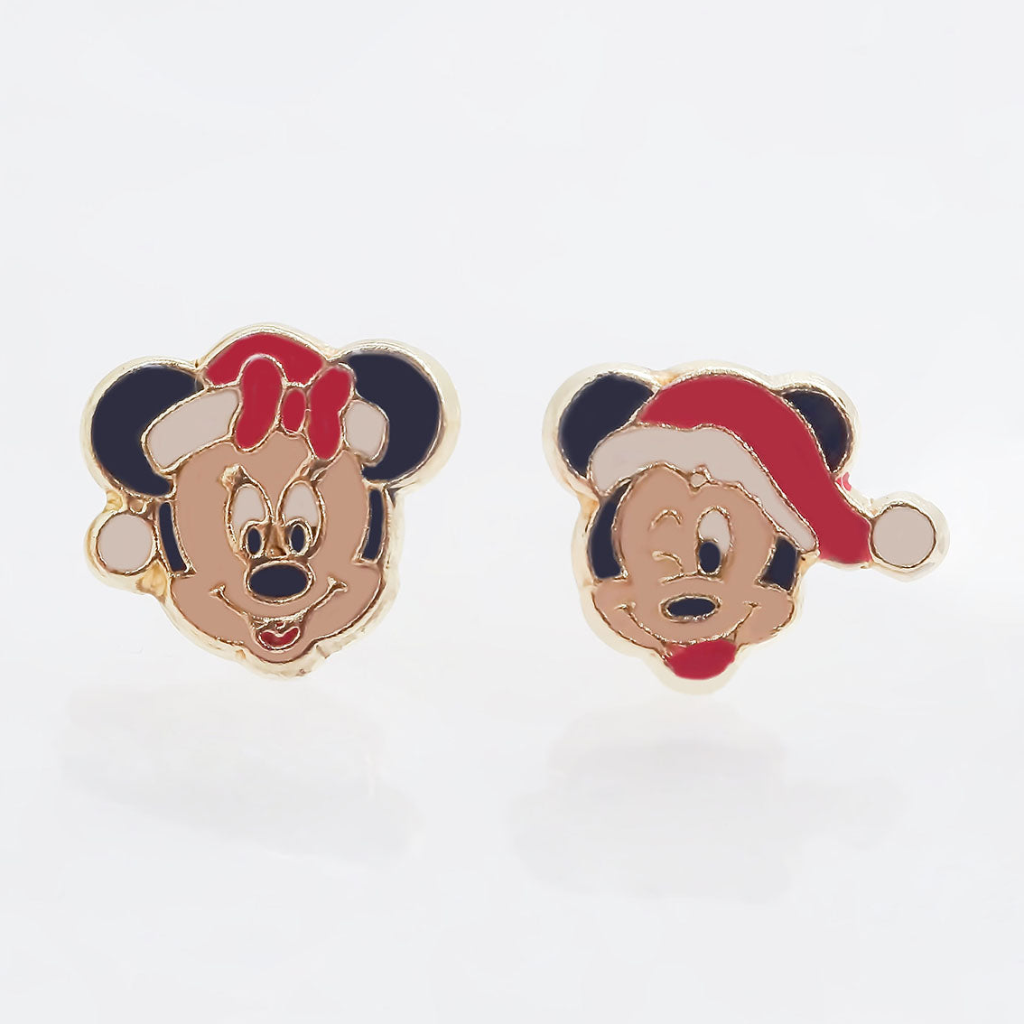 Amor Eterno - Broqueles / Mickey Minnie Navideño Oro 10k / Mickey - Minnie