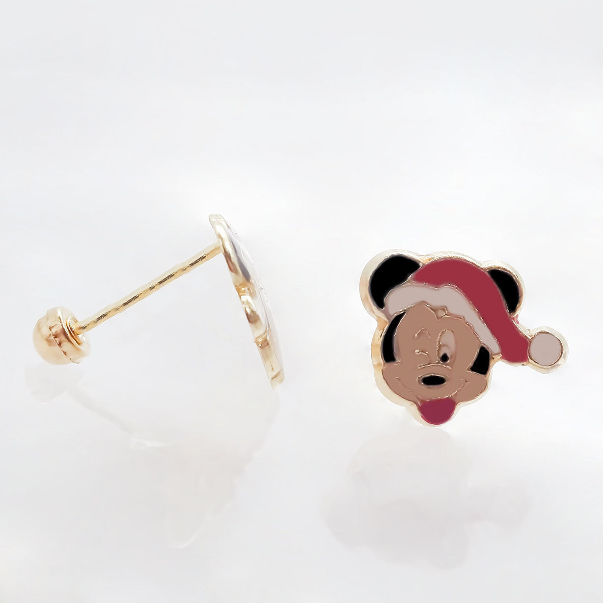 Amor Eterno - Broqueles / Mickey Minnie Navideño Oro 10k / Mickey - Minnie