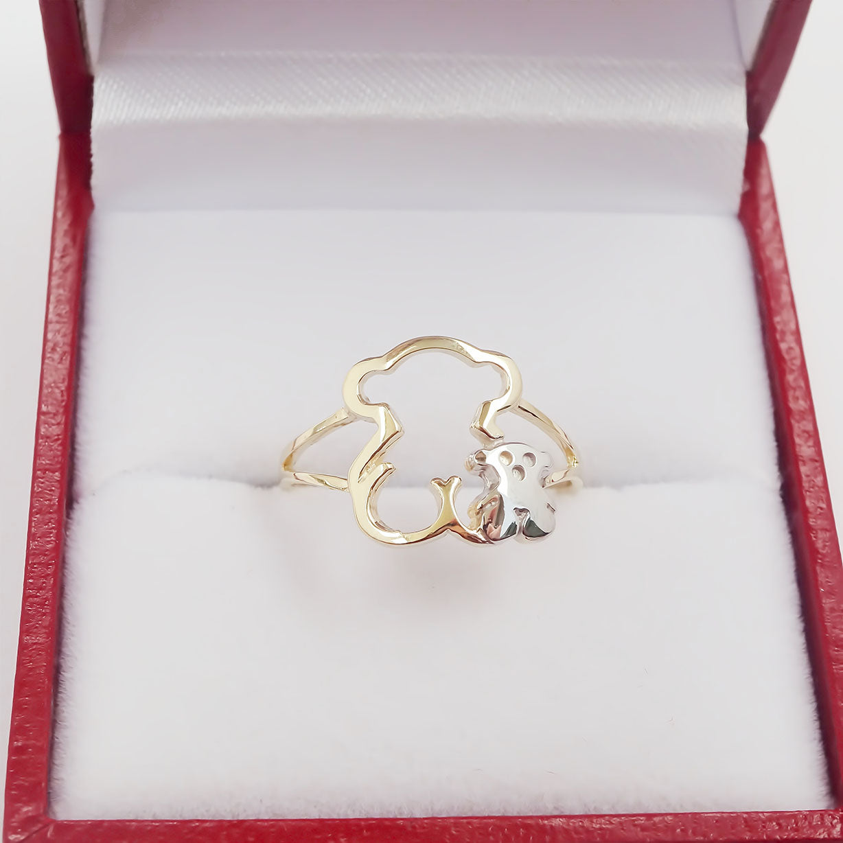 Amor Eterno - Anillo Doble Ositos / Oro Sólido 10k