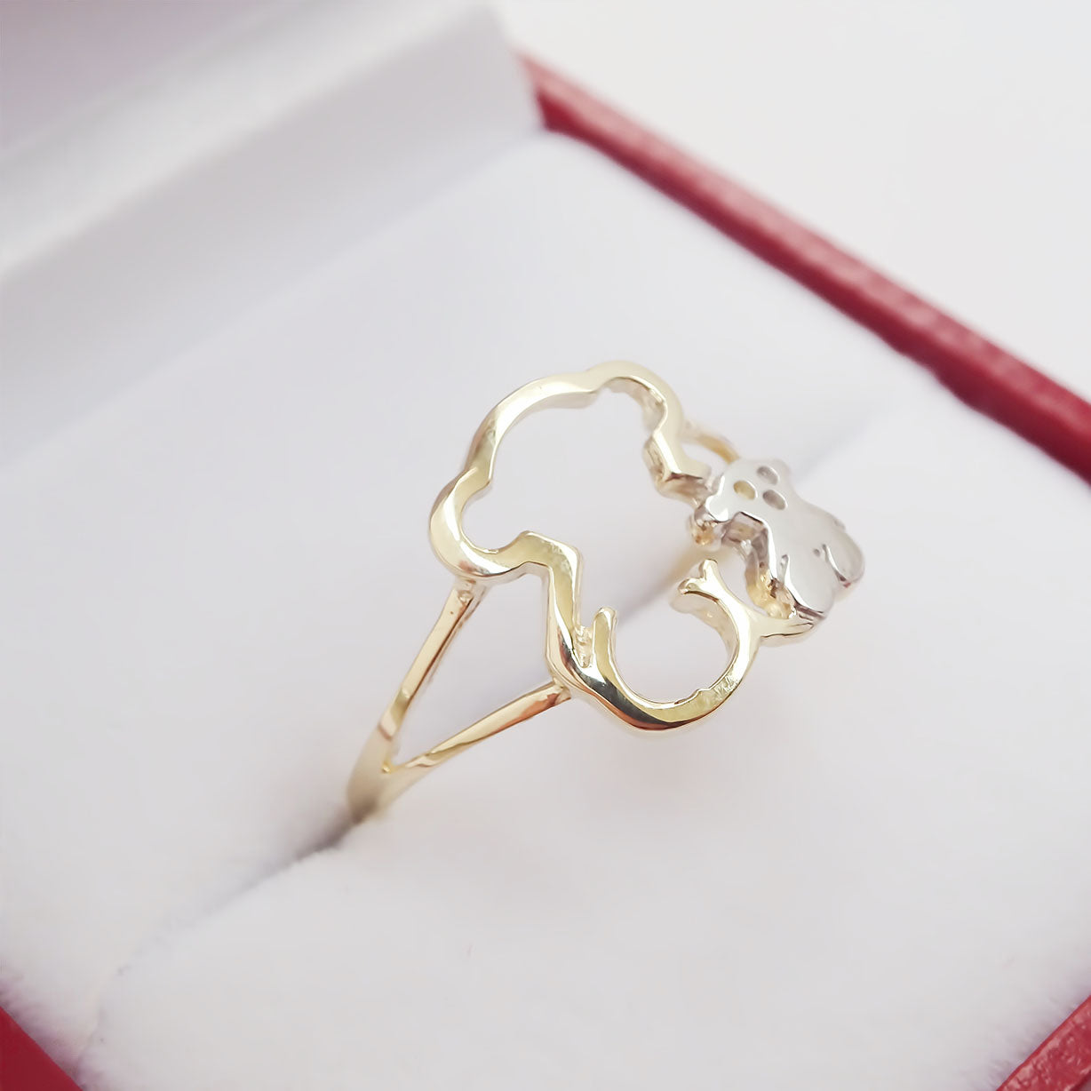 Amor Eterno - Anillo Doble Ositos / Oro Sólido 10k