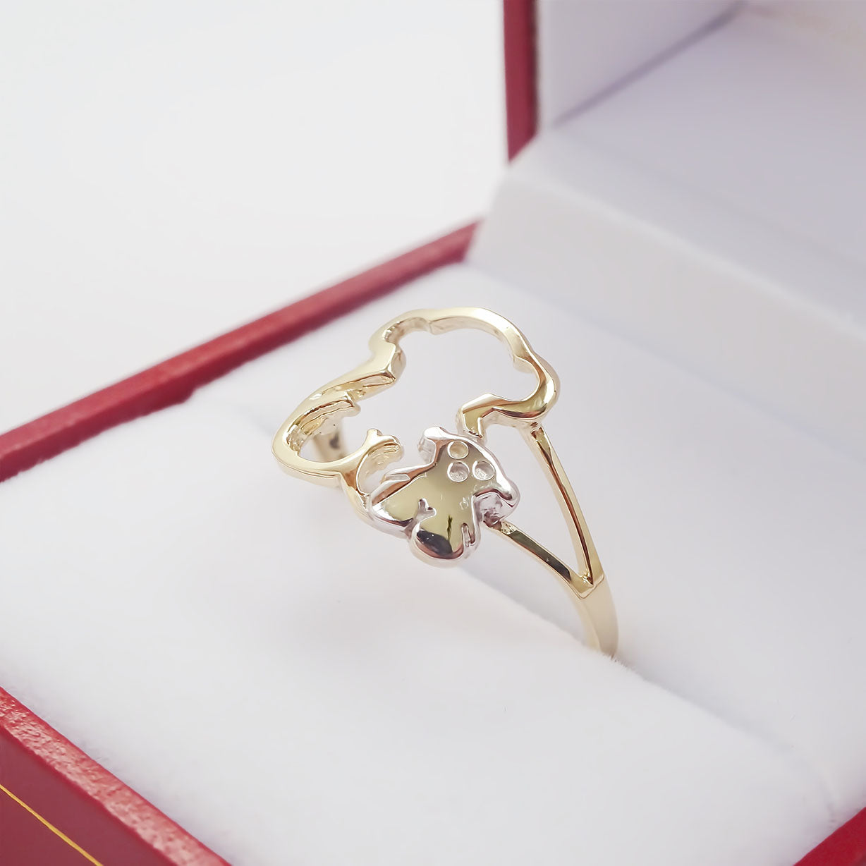 Amor Eterno - Anillo Doble Ositos / Oro Sólido 10k