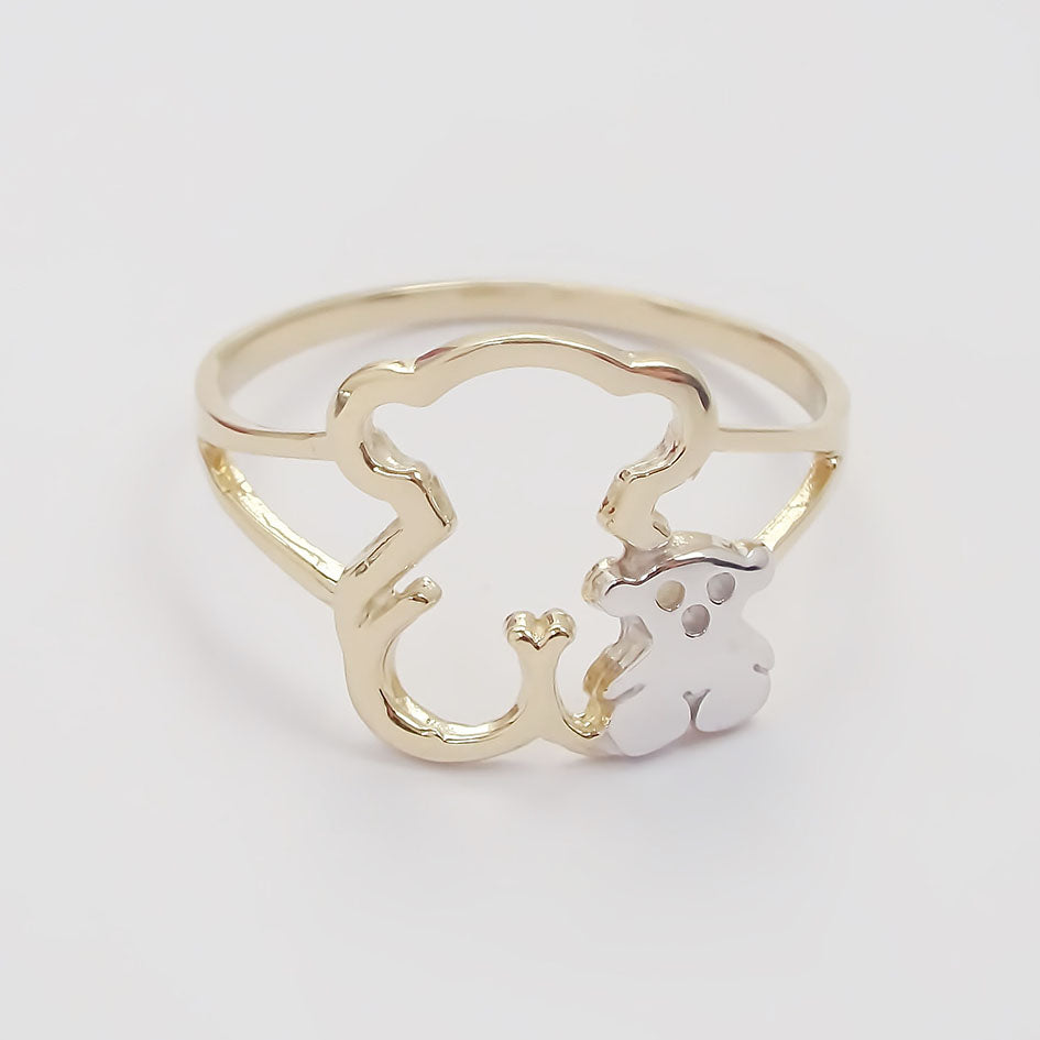 Amor Eterno - Anillo Doble Ositos / Oro Sólido 10k