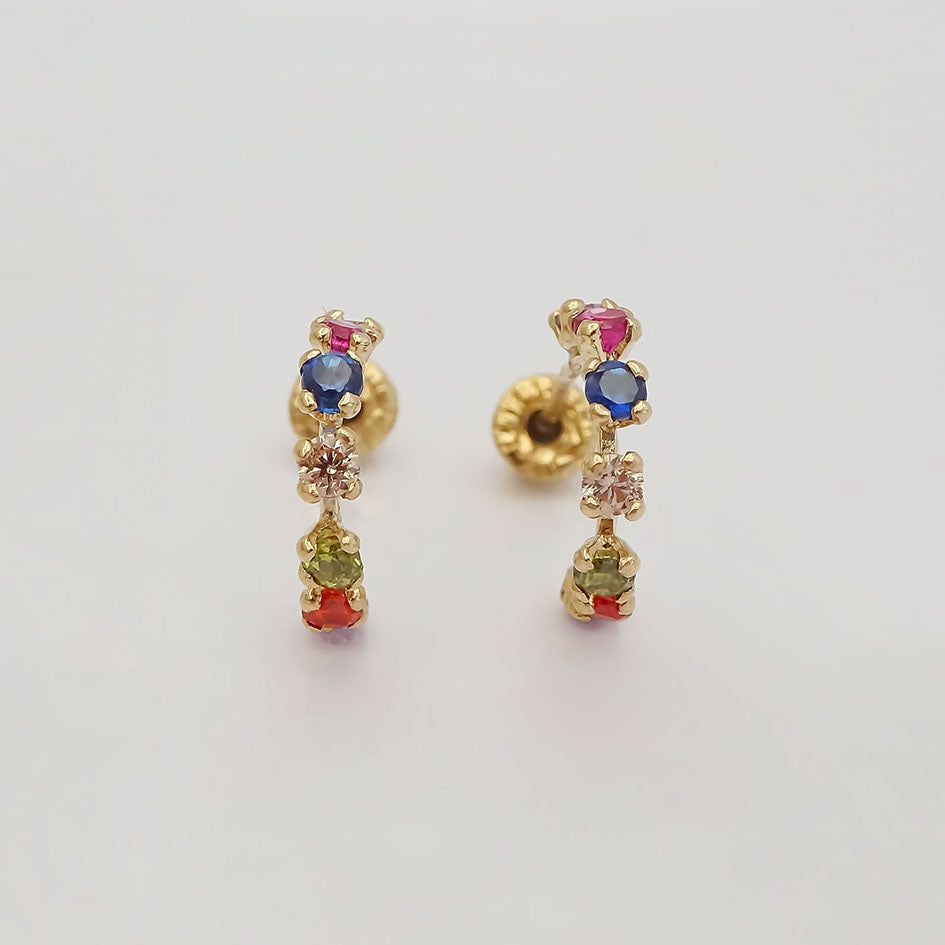 Amor Eterno - Broqueles Media Arracada / Aretes / Oro 10k / Colores