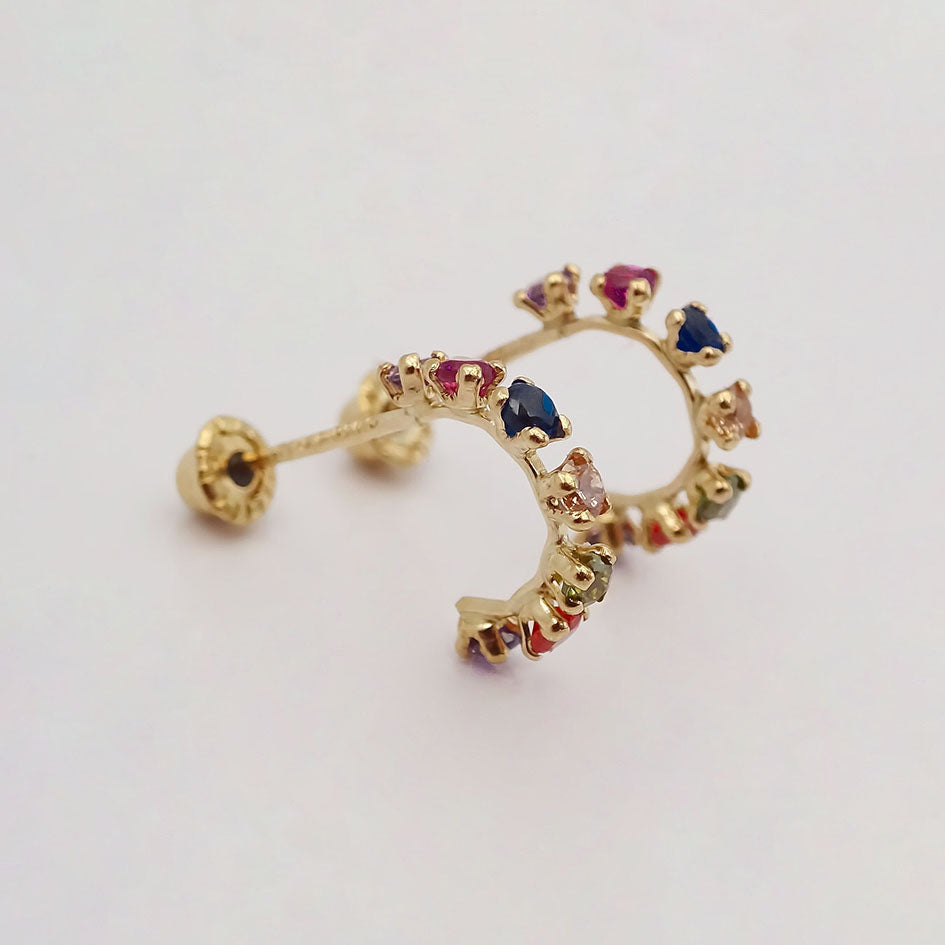 Amor Eterno - Broqueles Media Arracada / Aretes / Oro 10k / Colores