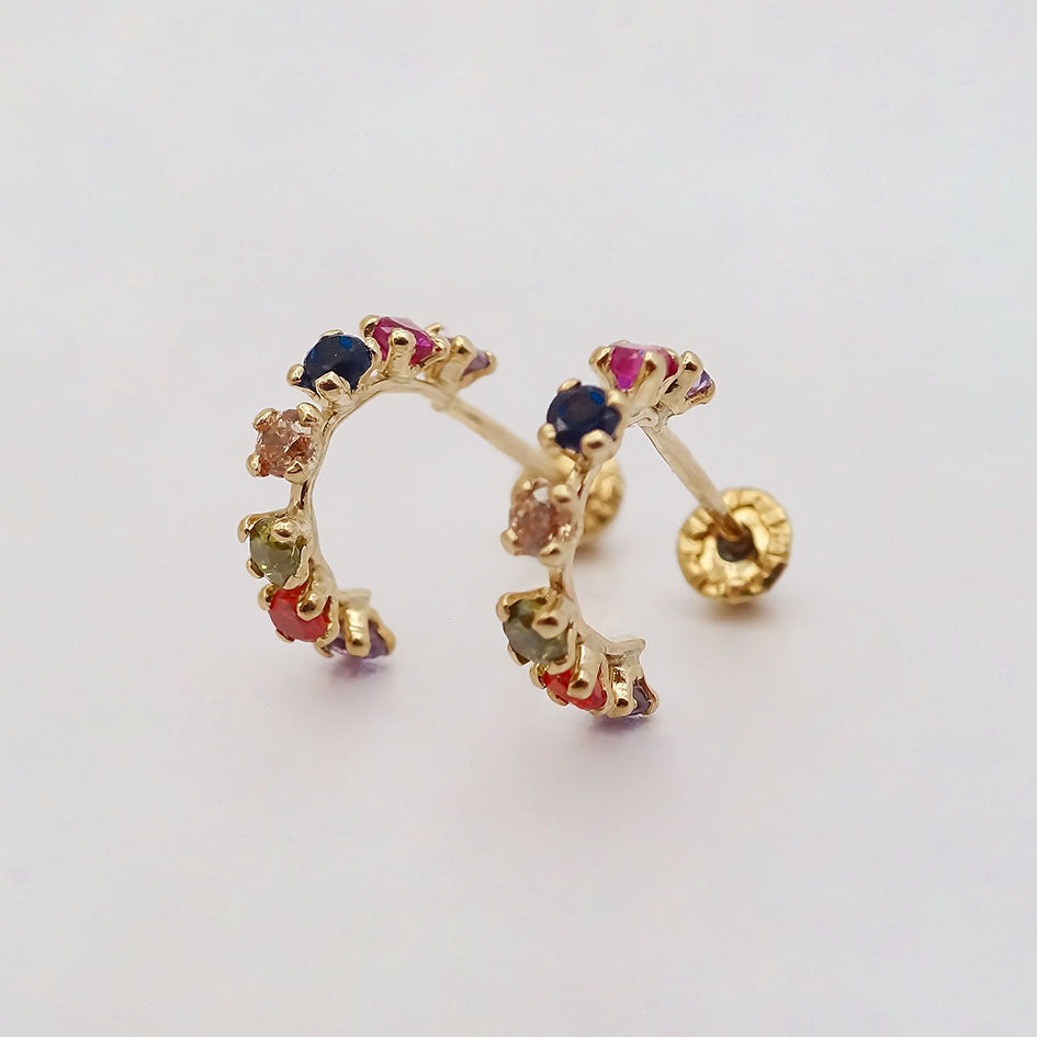 Amor Eterno - Broqueles Media Arracada / Aretes / Oro 10k / Colores