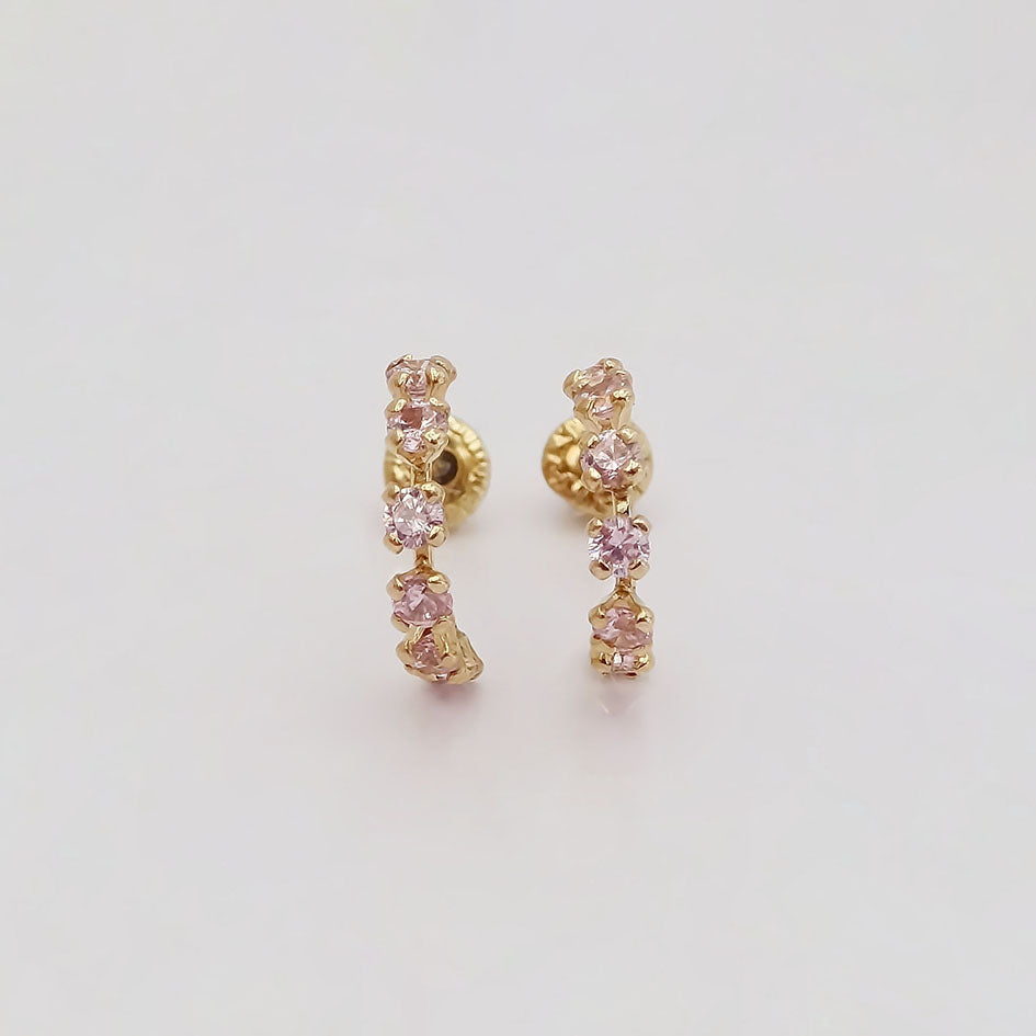 Amor Eterno - Broqueles Media Arracada / Aretes / Oro 10k / Rosa