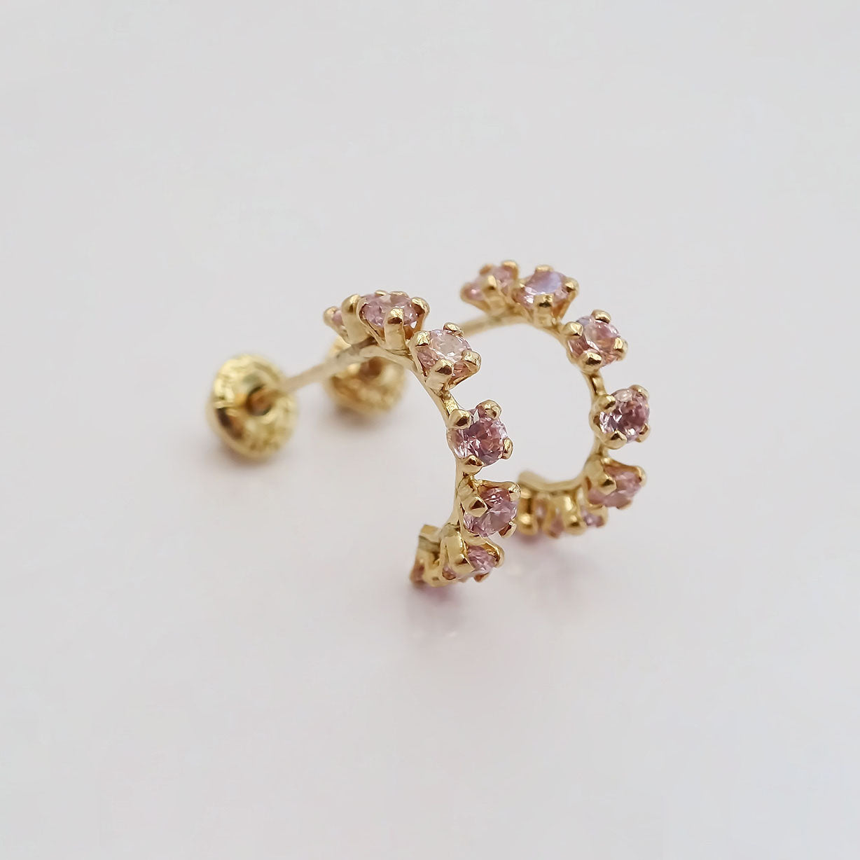 Amor Eterno - Broqueles Media Arracada / Aretes / Oro 10k / Rosa