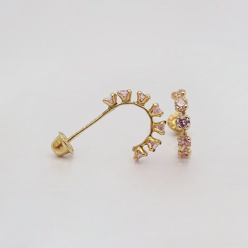 Amor Eterno - Broqueles Media Arracada / Aretes / Oro 10k / Rosa