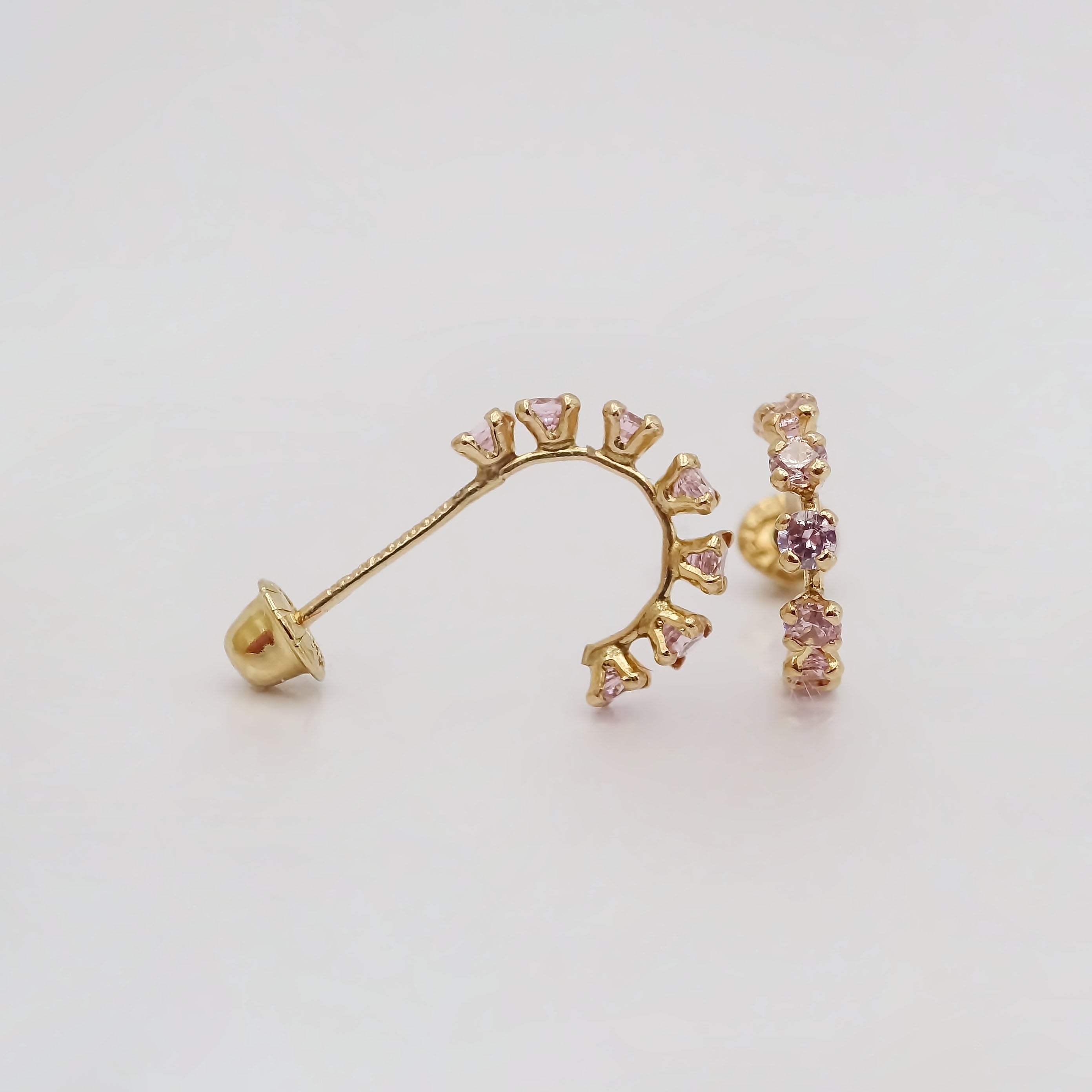 Amor Eterno - Broqueles Media Arracada / Aretes / Oro 10k / Rosa