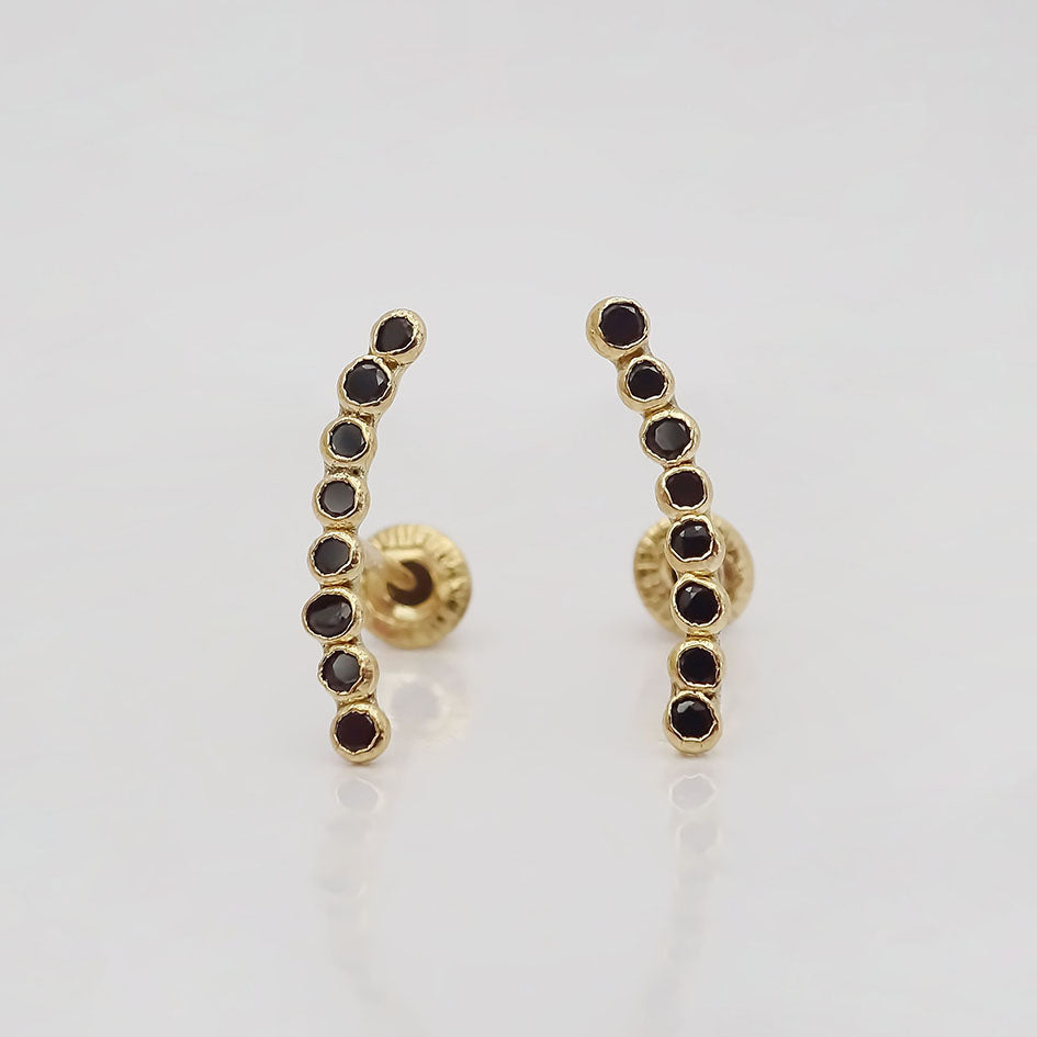 Amor Eterno - Broqueles Lambada Bebé / Aretes Oro 10k / Negro