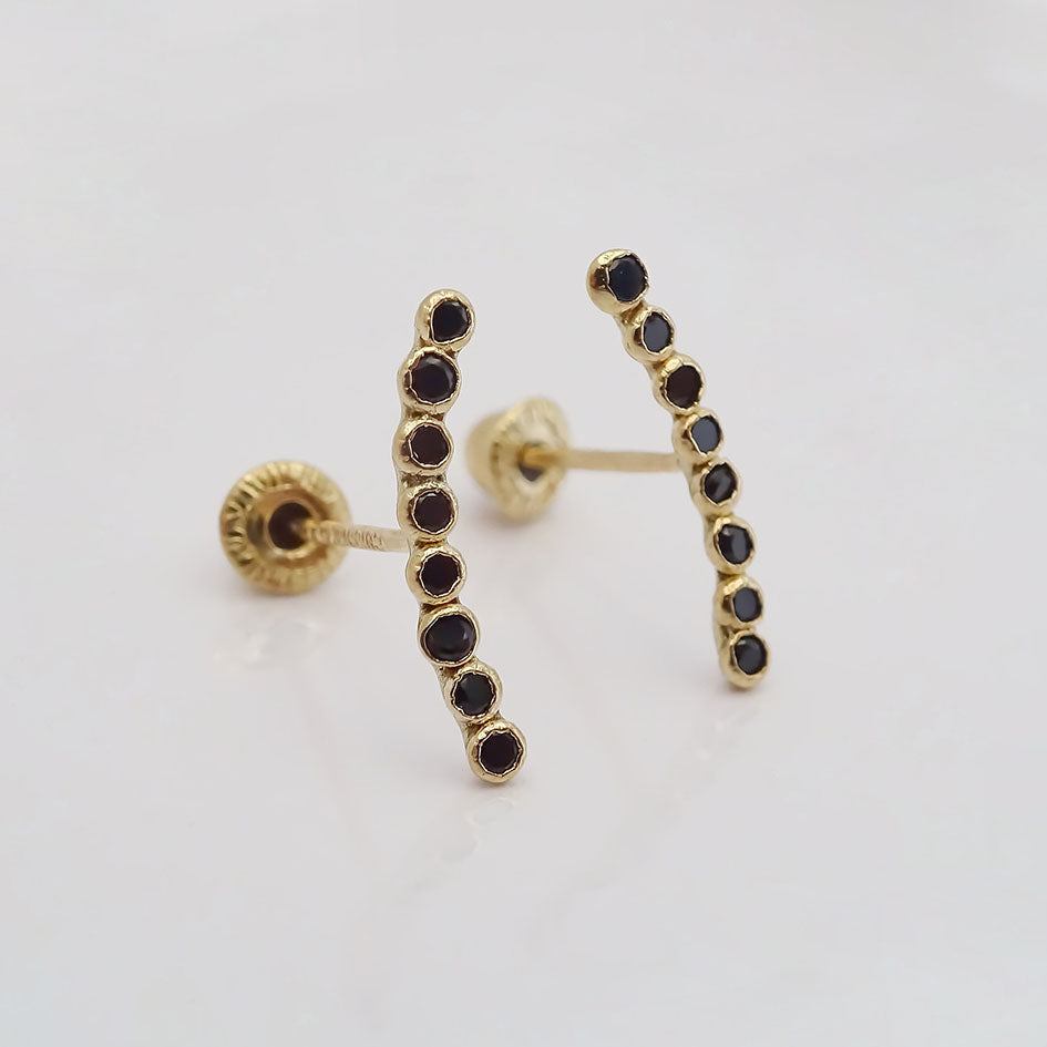 Amor Eterno - Broqueles Lambada Bebé / Aretes Oro 10k / Negro