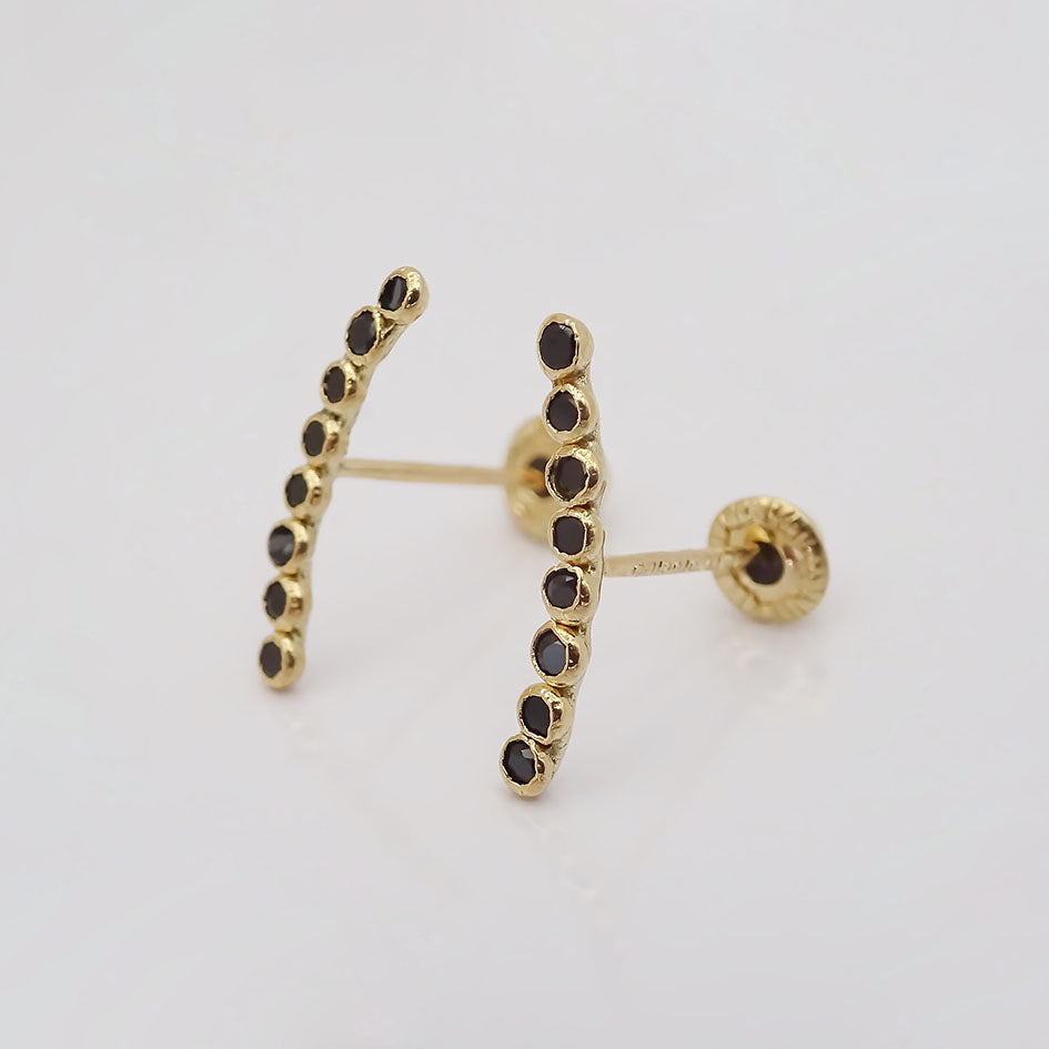 Amor Eterno - Broqueles Lambada Bebé / Aretes Oro 10k / Negro