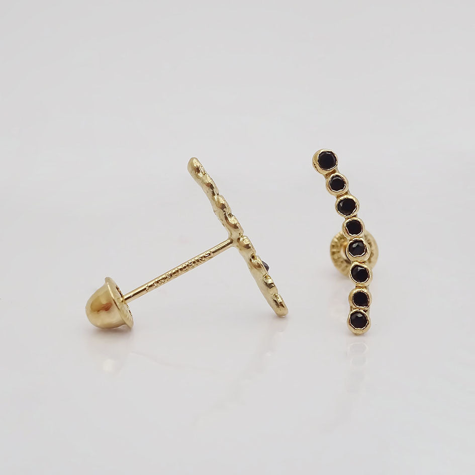 Amor Eterno - Broqueles Lambada Bebé / Aretes Oro 10k / Negro