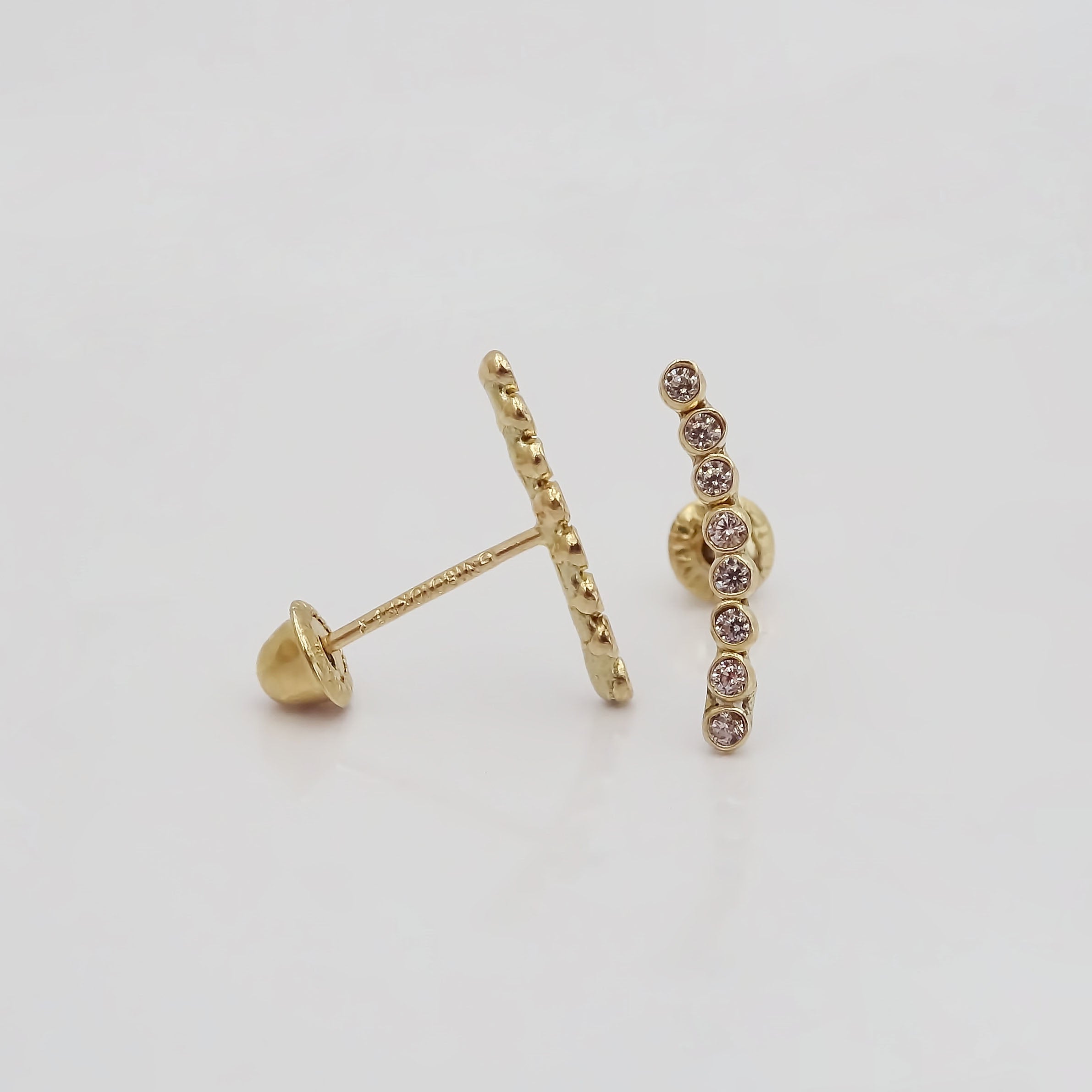 Amor Eterno - Broqueles Lambada Bebé / Aretes Oro 10k / Transparente