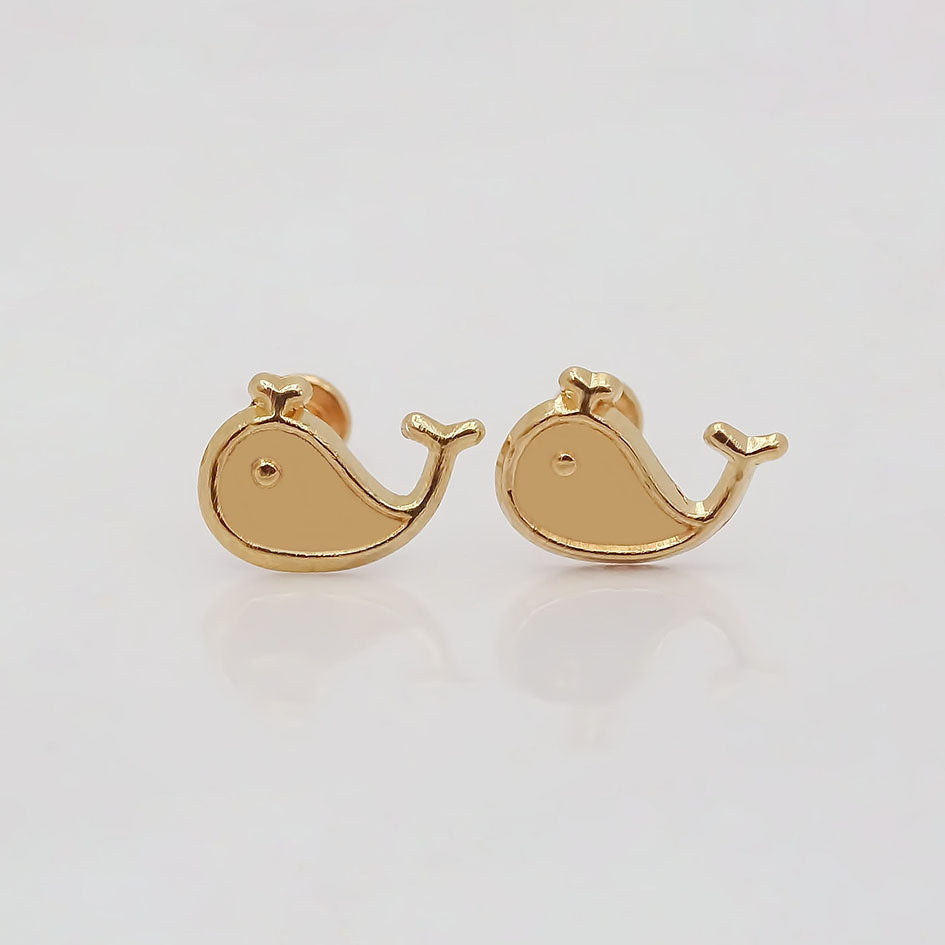 Amor Eterno - Broqueles Ballenita Bebé / Aretes / Oro 10k