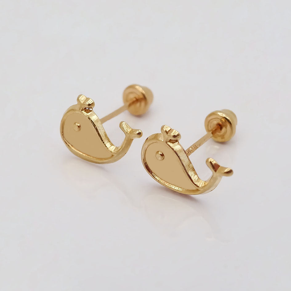 Amor Eterno - Broqueles Ballenita Bebé / Aretes / Oro 10k